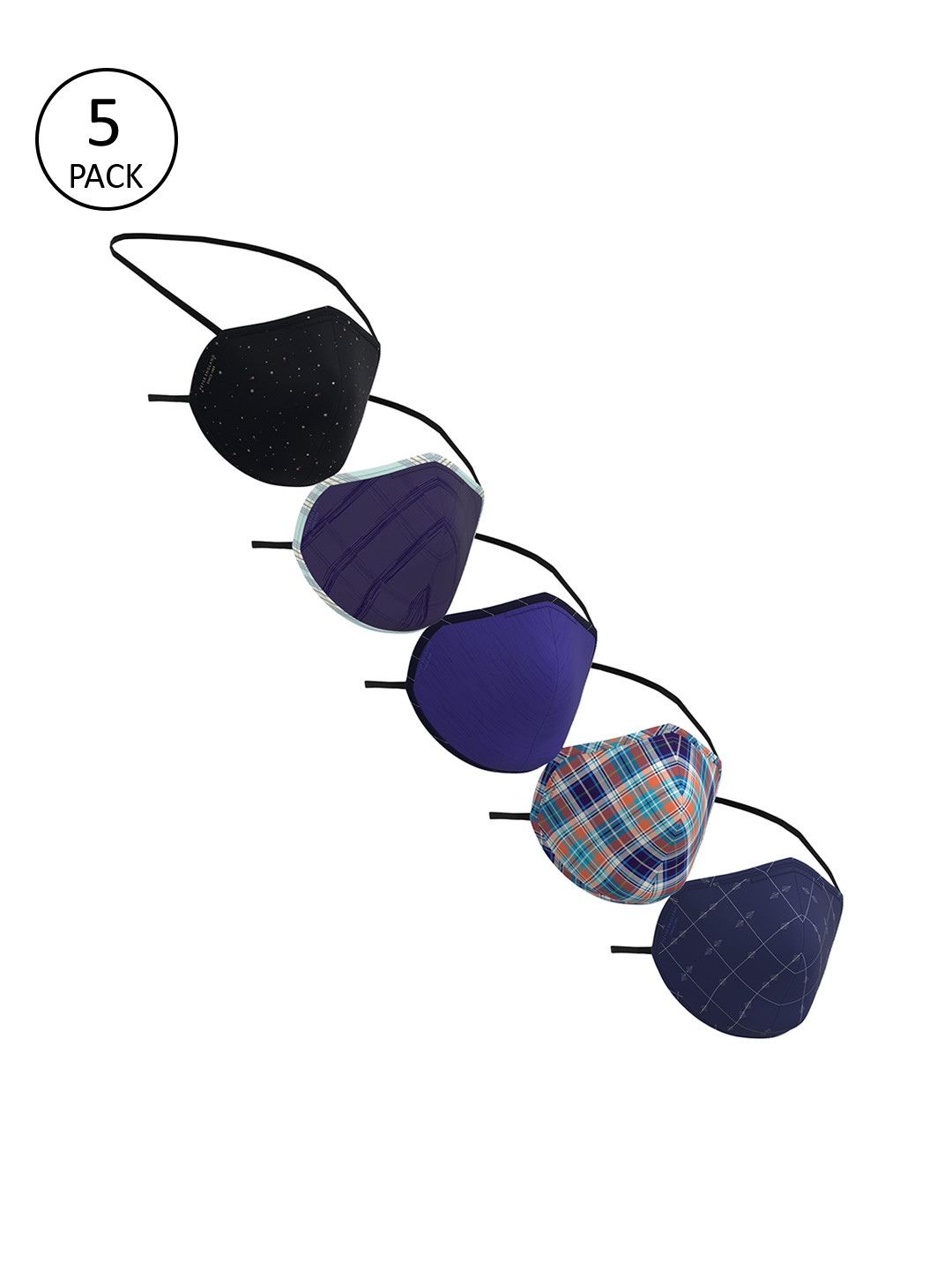 

Peter England Men 5 Pcs Assorted 3-Ply Anti-Pollution Reusable Protective Outdoor Masks