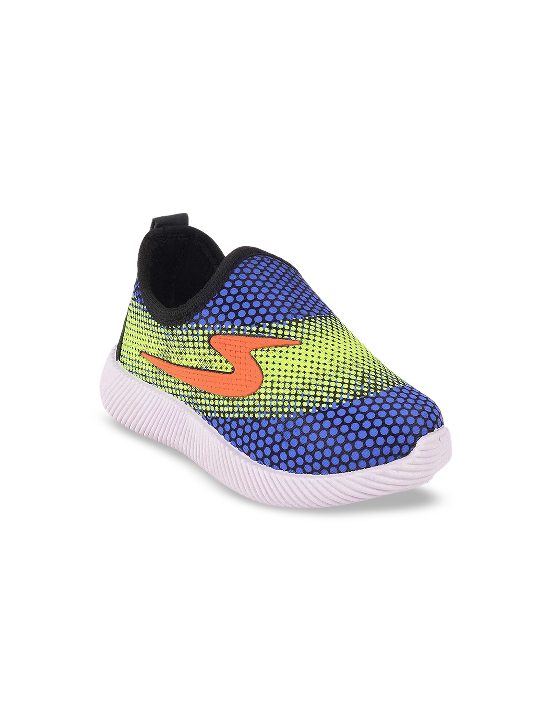 

Kittens Boys Blue & Lime Green Printed Lightweight Slip-On Sneakers