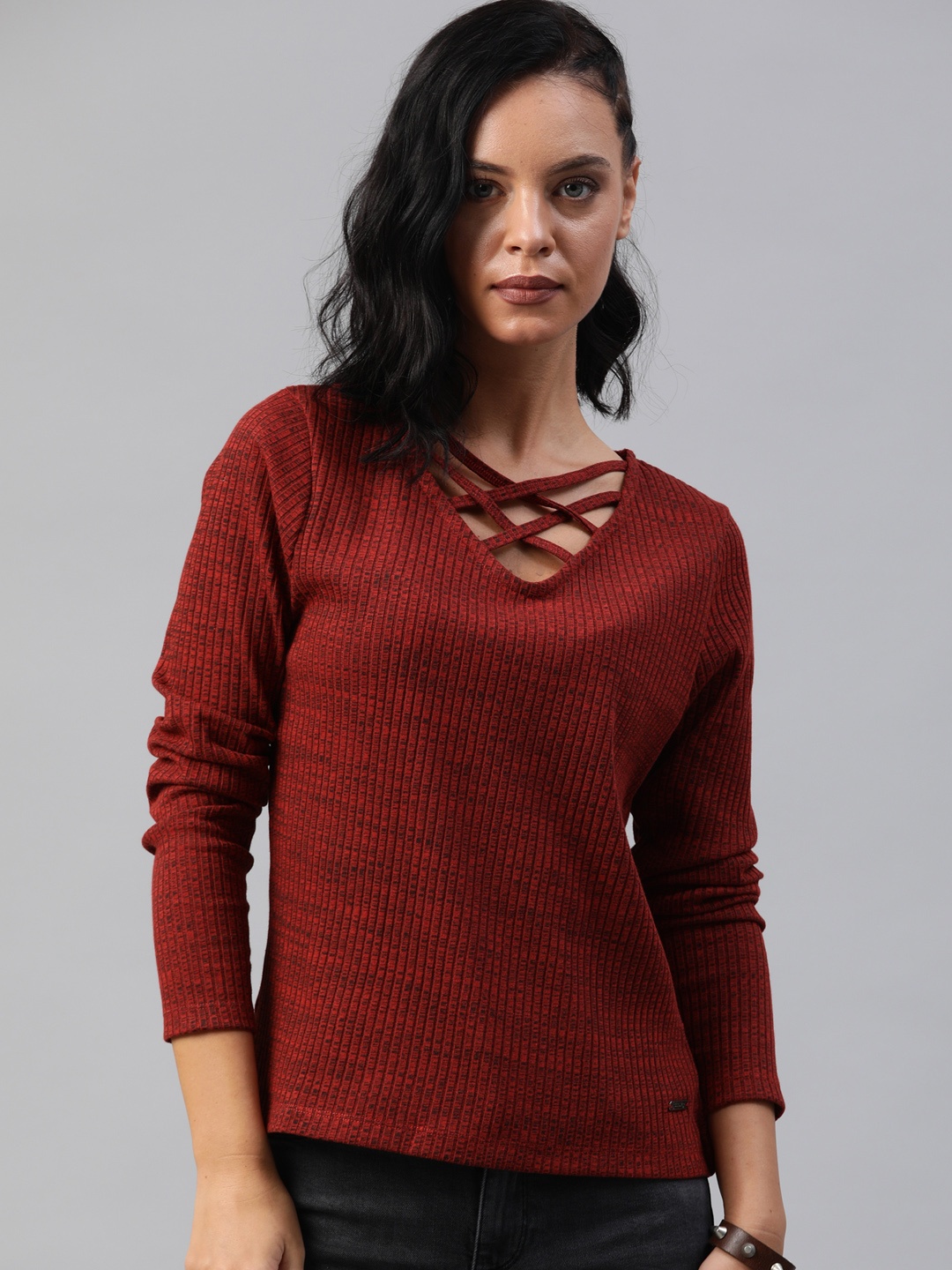 

Roadster Women Maroon Solid Top