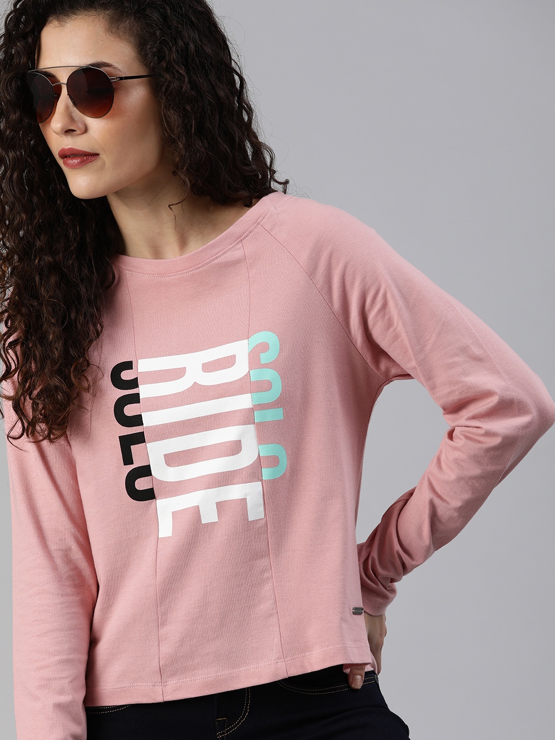 

Roadster Women Pink Printed Round Neck T-shirt