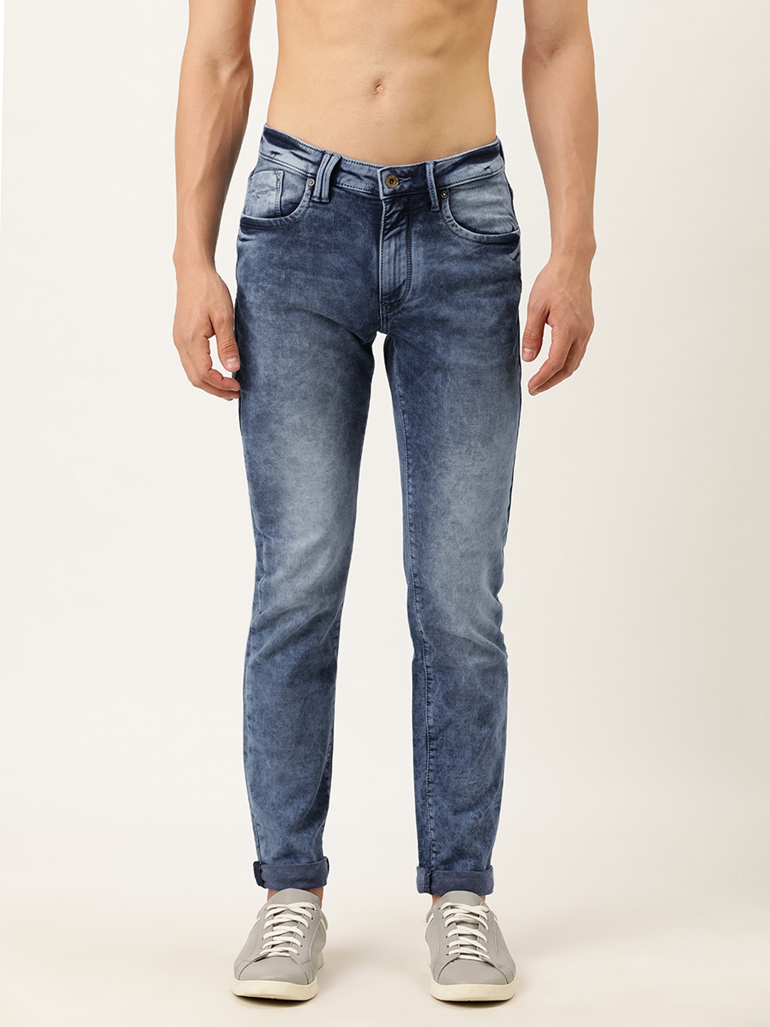 

Flying Machine Men Blue Michael Slim Tapered Fit Mid-Rise Clean Look Stretchable Jeans