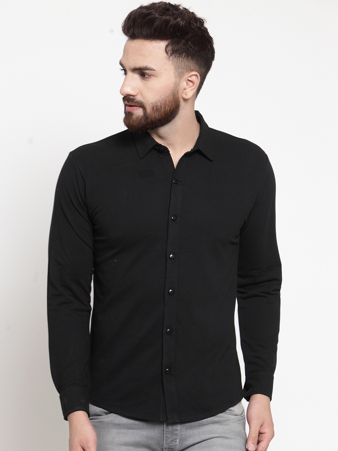 

WILD WEST Men Black Regular Fit Solid Casual Shirt