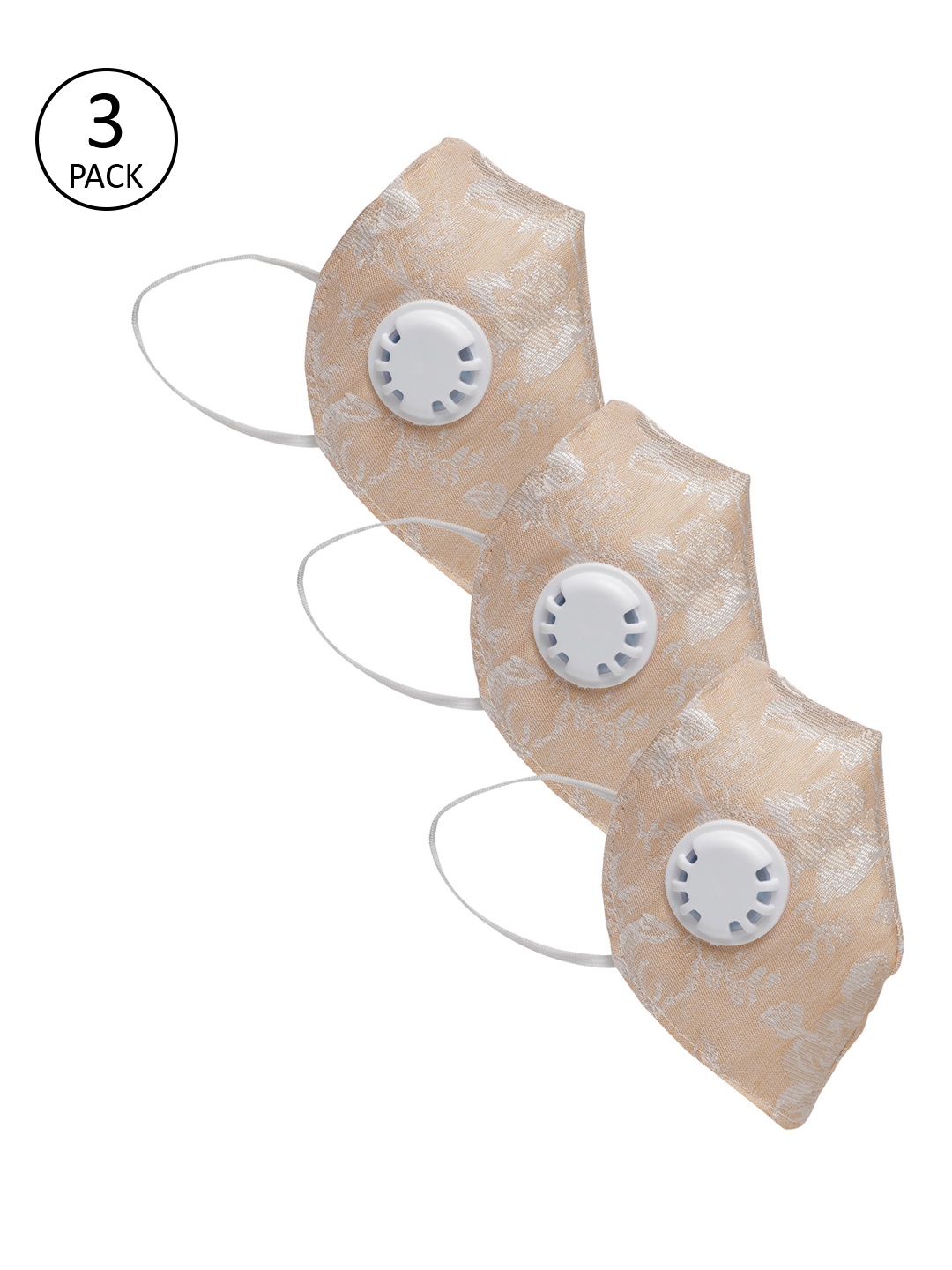 

LUXURAZI Unisex 3 Pcs 5 Ply Valved Protective Mask, Beige