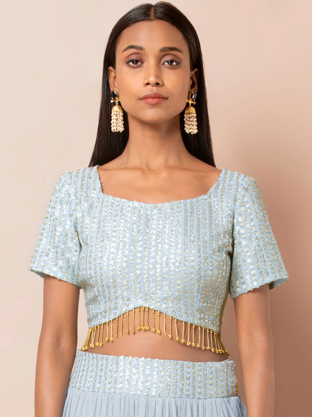 

INDYA Women Blue Embellished Top
