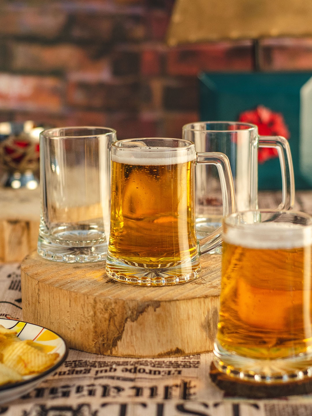

GOODHOMES Transparent 6-Pieces Solid Glass Beer Mugs Set
