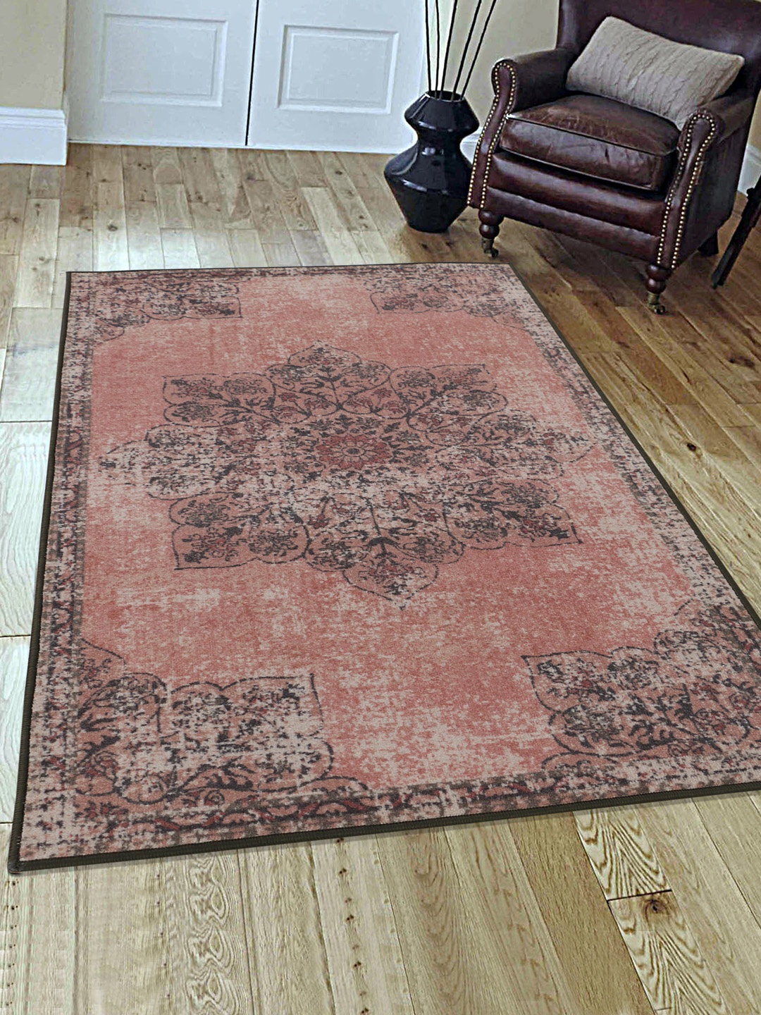 

RUGSMITH Red & Black Printed Premium Qualty Classical Pattern Bali Ikat Carpet