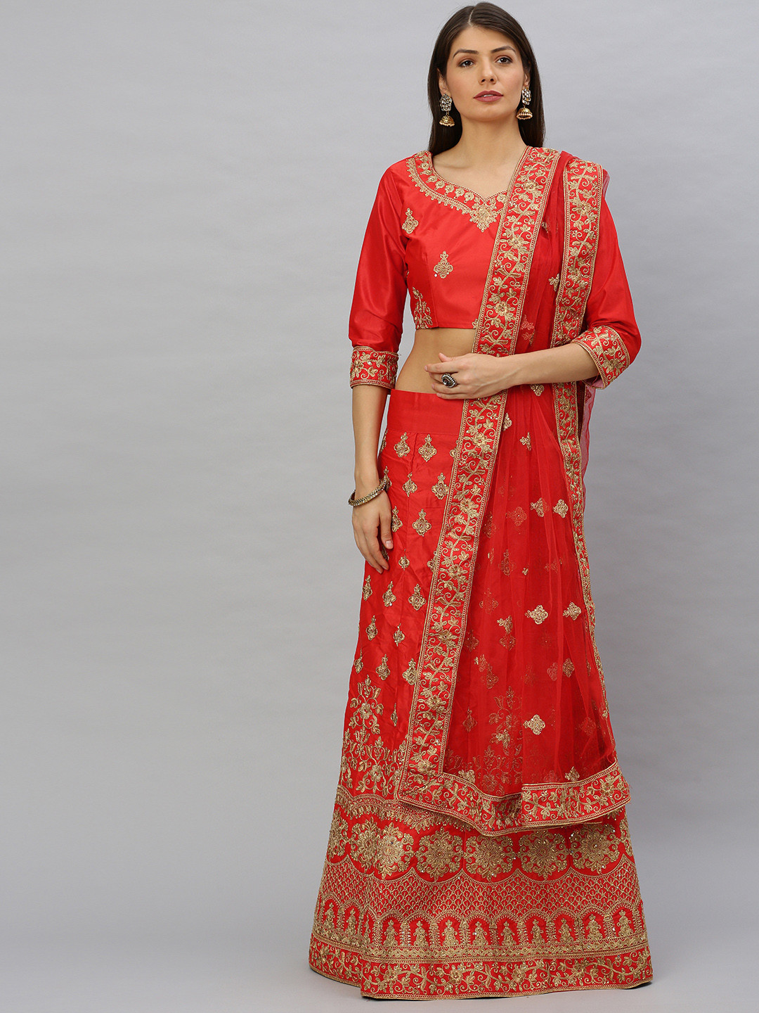 

SHAVYA Red Ready to Wear Lehenga & Blouse with Dupatta