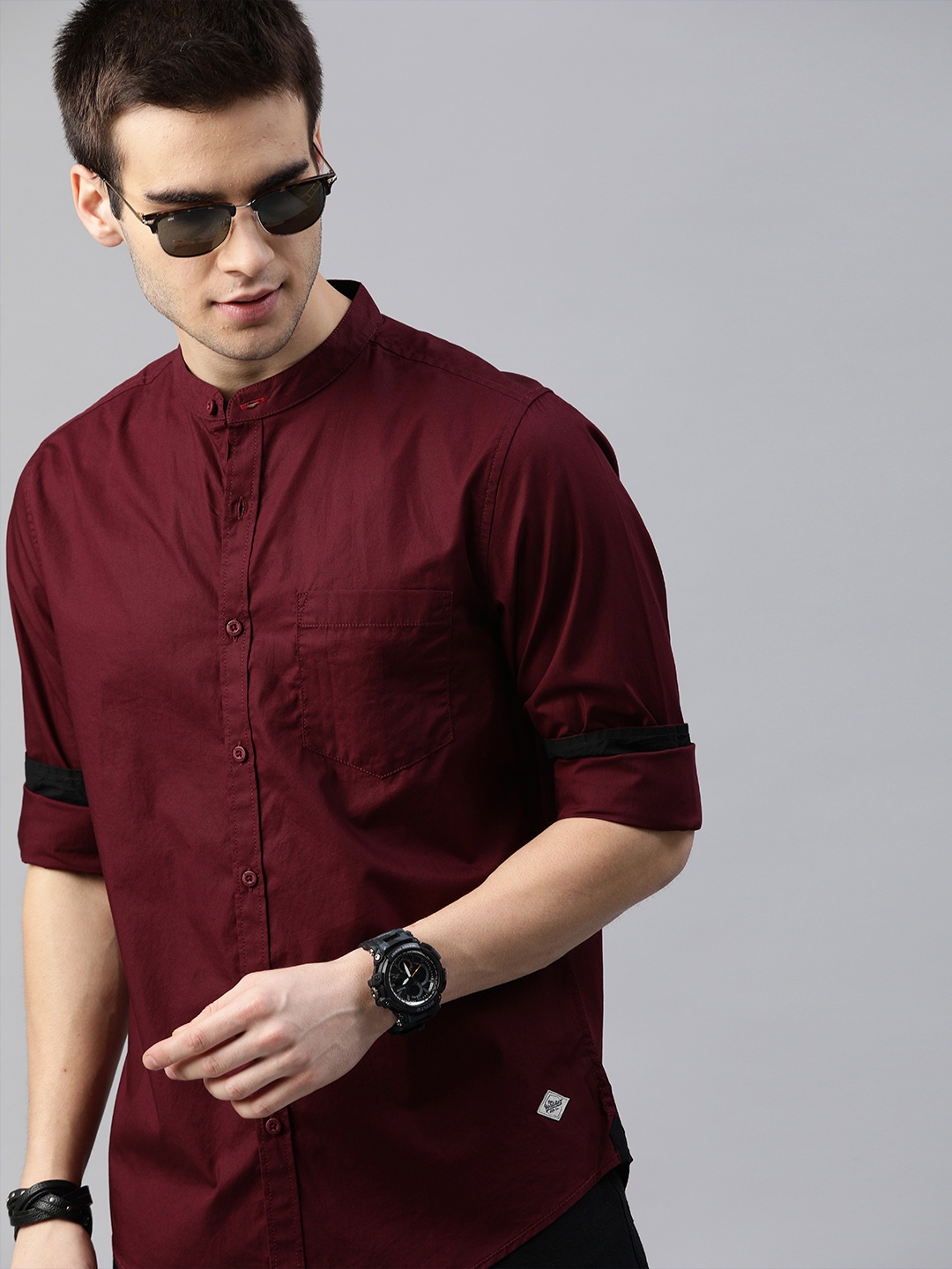 

Roadster Men Maroon Cotton Casual Shirt