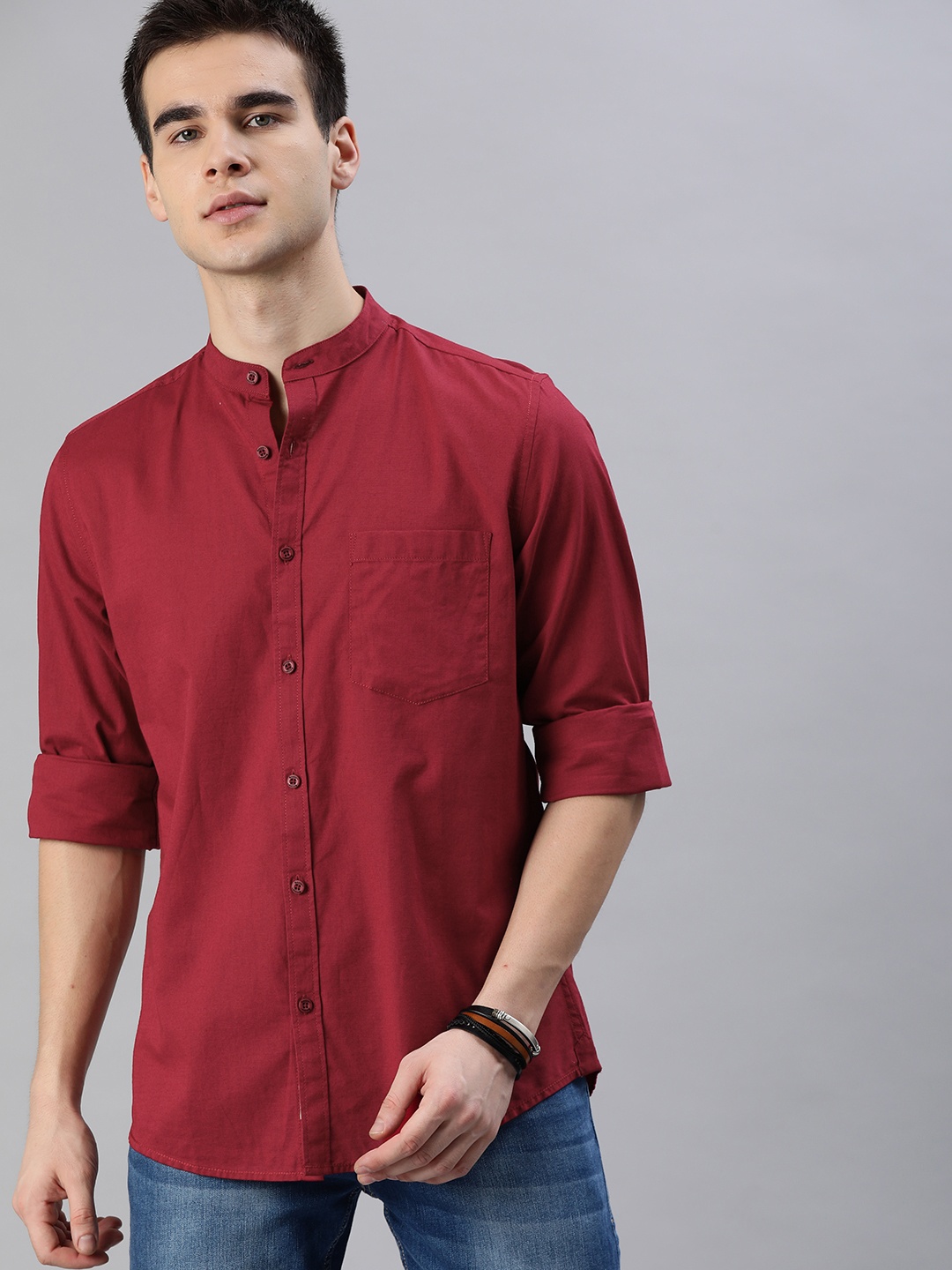 

Roadster Men Maroon Pure Cotton Casual Sustainable Shirt