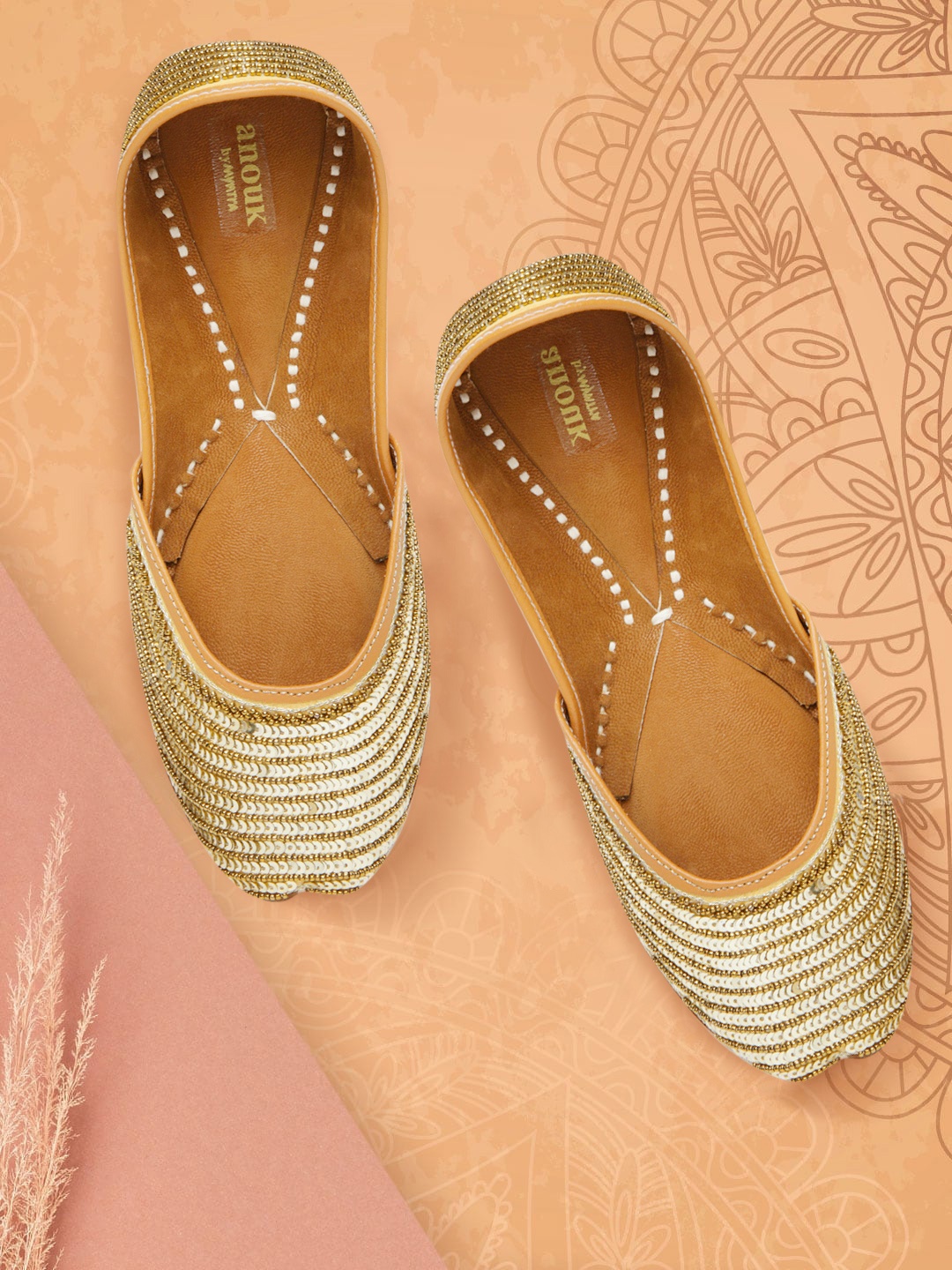 

Anouk Women Gold-Toned Embellished Ballerinas
