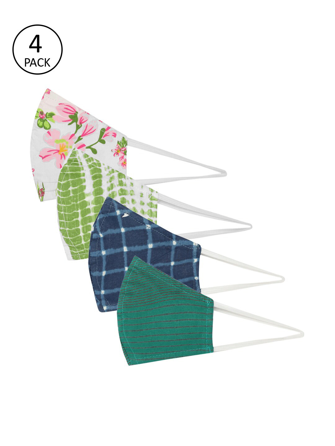 

Anouk Women Multicoloured Pack of 4 Printed Reusable 3-Layer Protective Fashion Masks, Multi