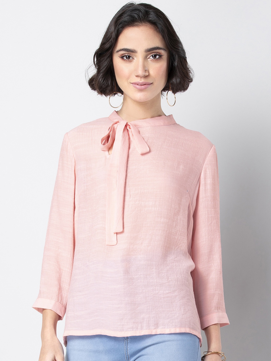 

FabAlley Women Pink Solid A-Line Top