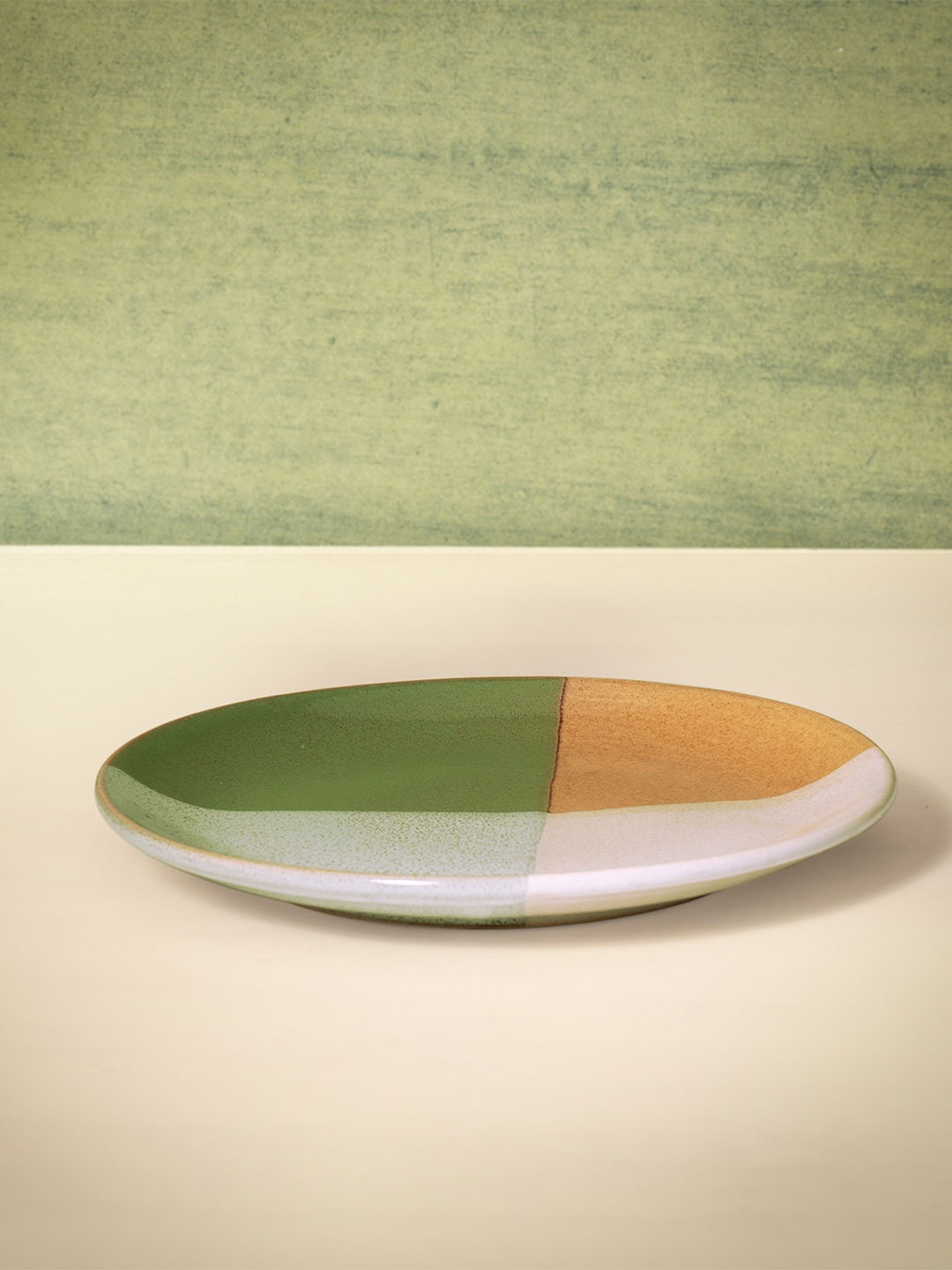

ellementry Green and Yellow Colourblocked Barnyard Ceramic Dessert Plate