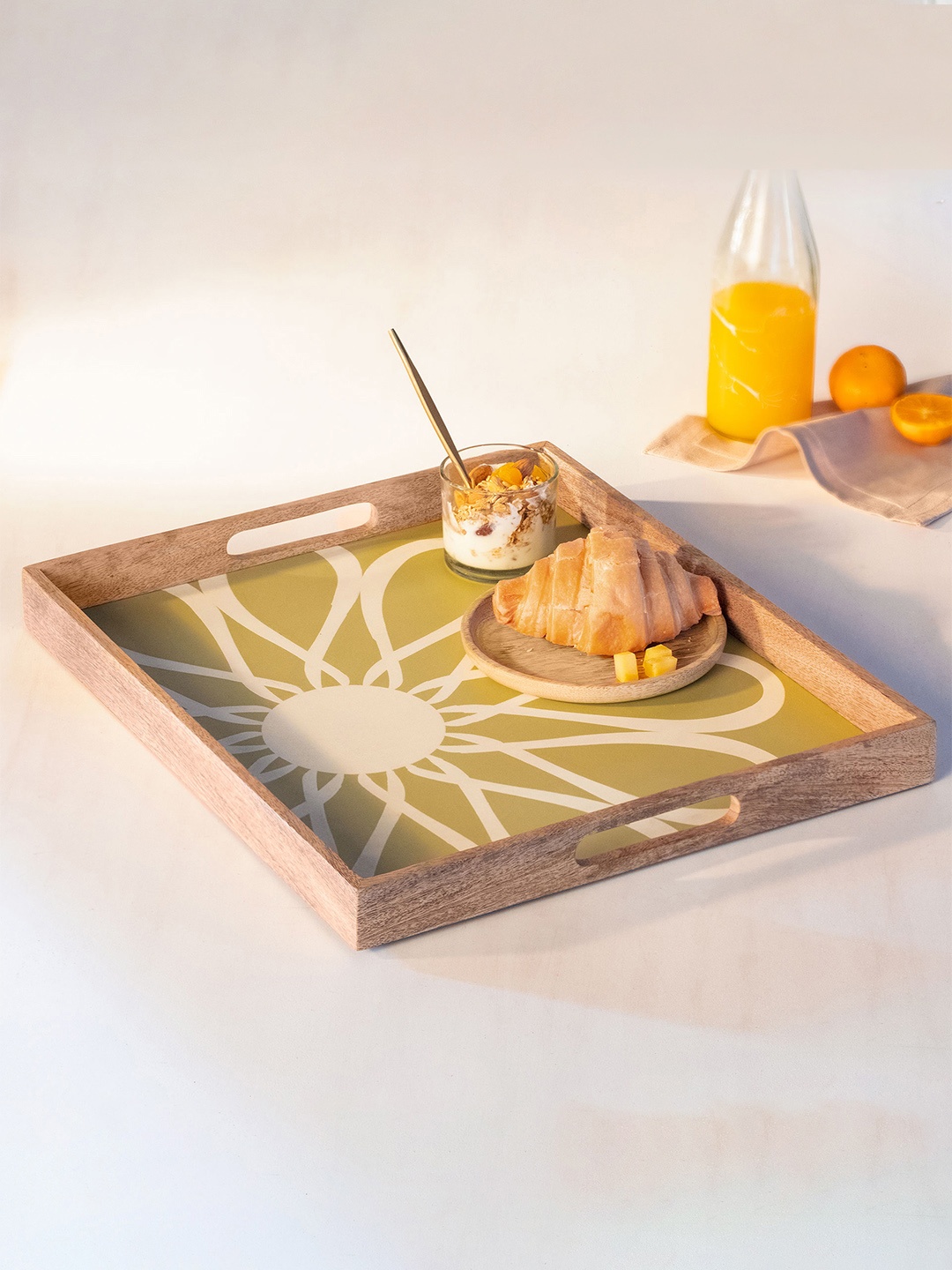 

ellementry Green Printed Wooden Tray