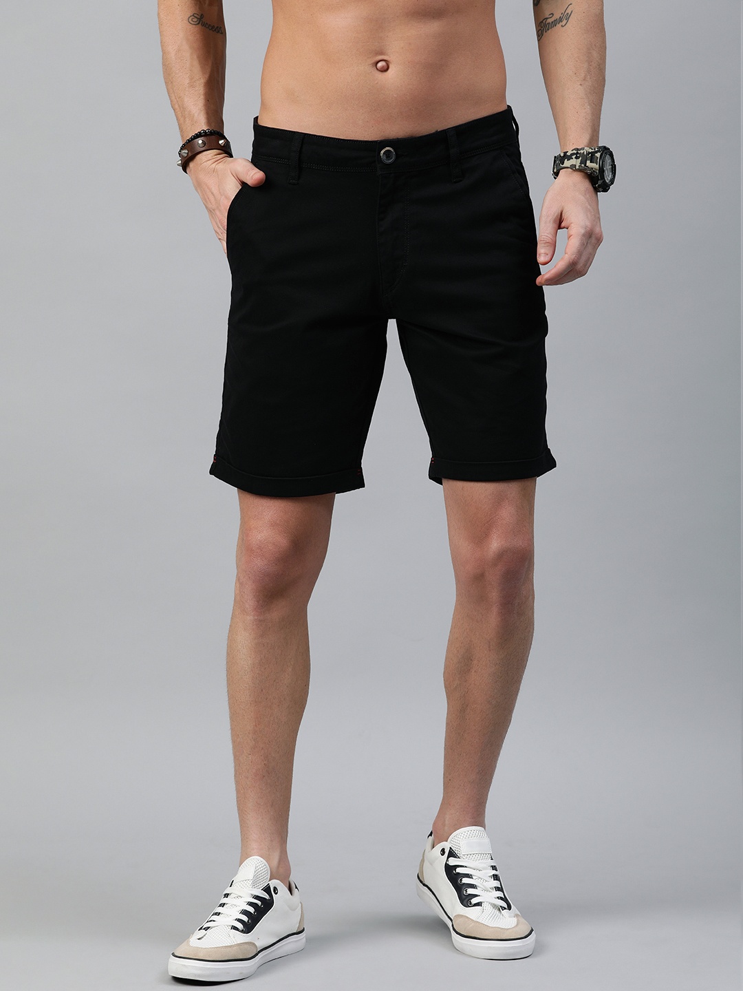 

Roadster Men Black Solid Regular Fit Sustainable Shorts