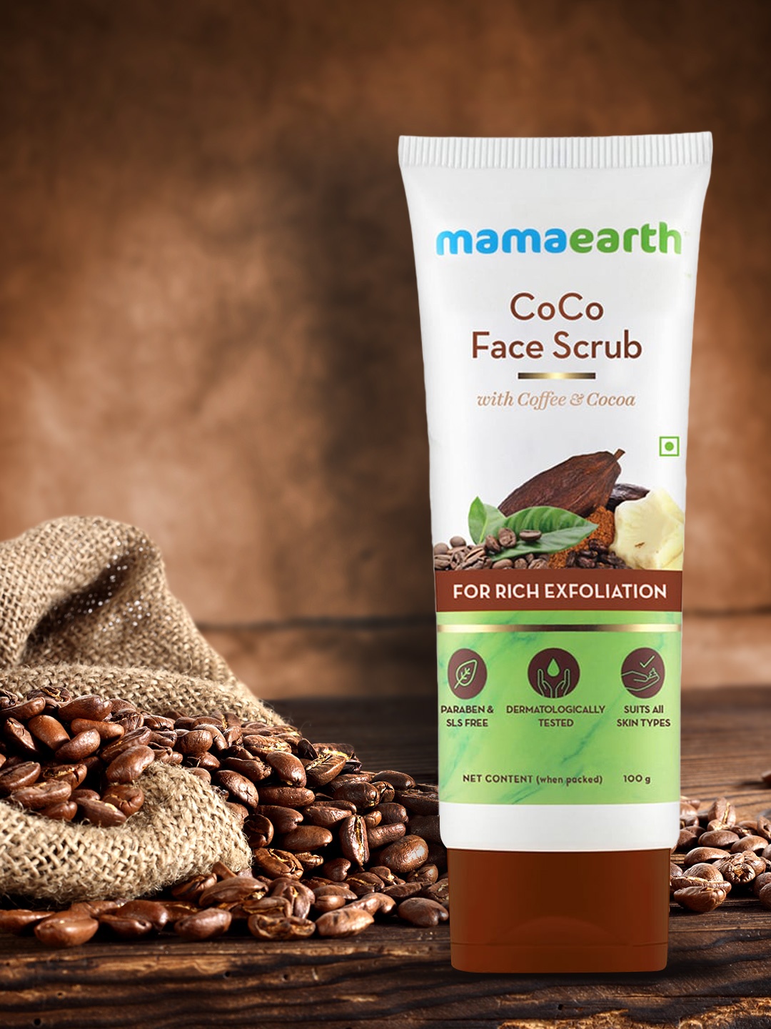 

Mamaearth CoCo Face Scrub with Coffee & Cocoa for Rich Exfoliation - 100 g, Brown