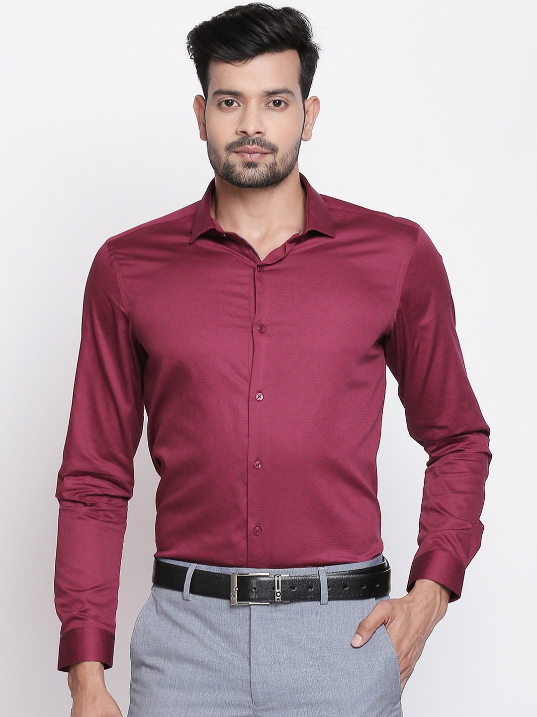 

RICHARD PARKER by Pantaloons Mens Pink Self Design Shirt