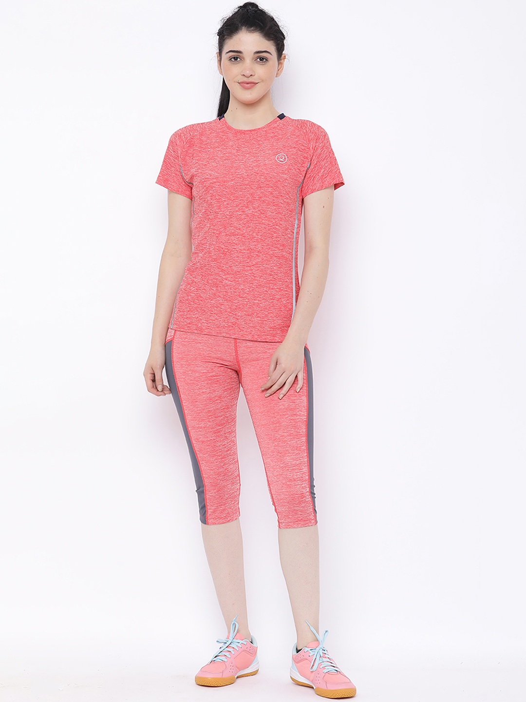 

Chkokko Women Peach & Grey Colourblocked Tracksuit