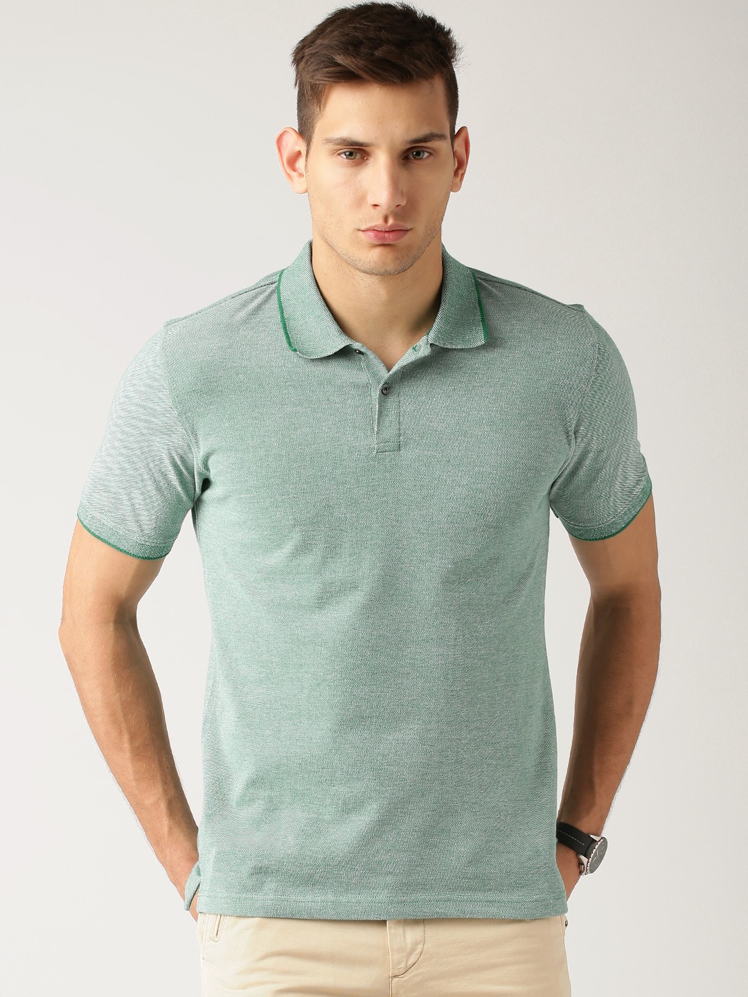 

ETHER Green Polo Pure Cotton T-shirt