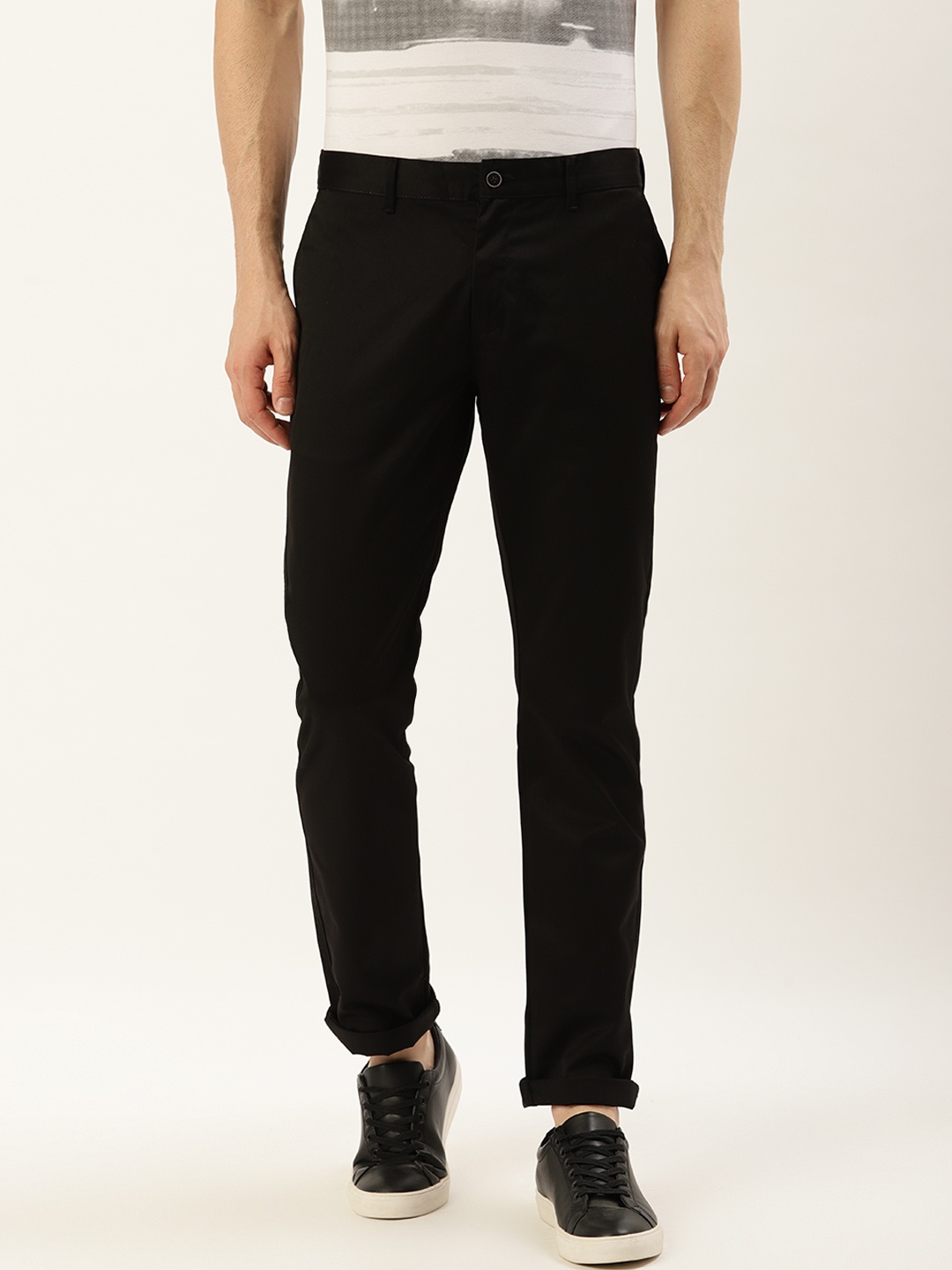 

Blackberrys Men Black Skinny Fit Solid Regular Trousers