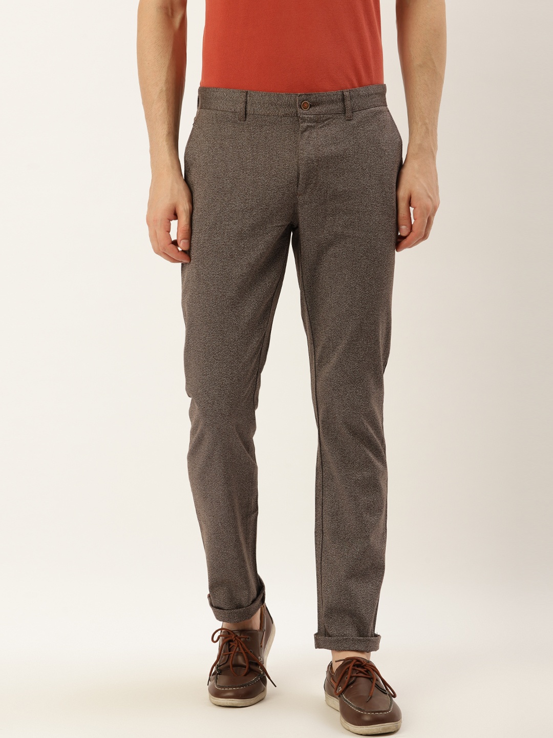 

Blackberrys Men Brown B-95 Skinny Fit Solid Regular Trousers