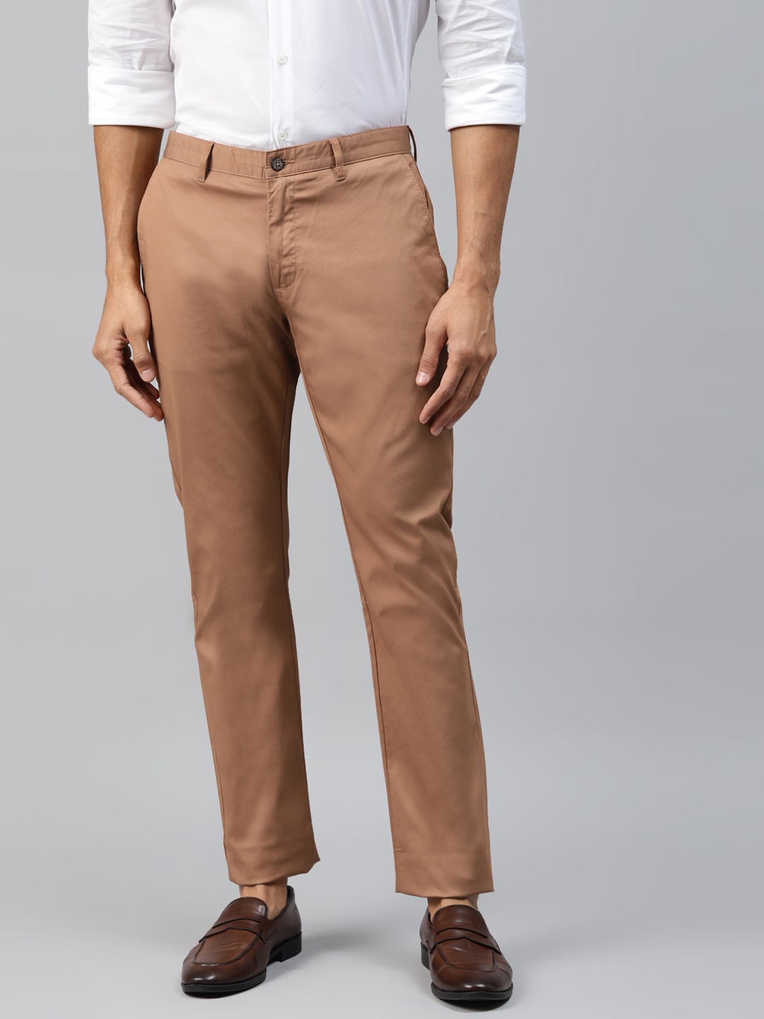 

Blackberrys Men Brown Solid B-91 Skinny Fit Regular Trousers, Mauve