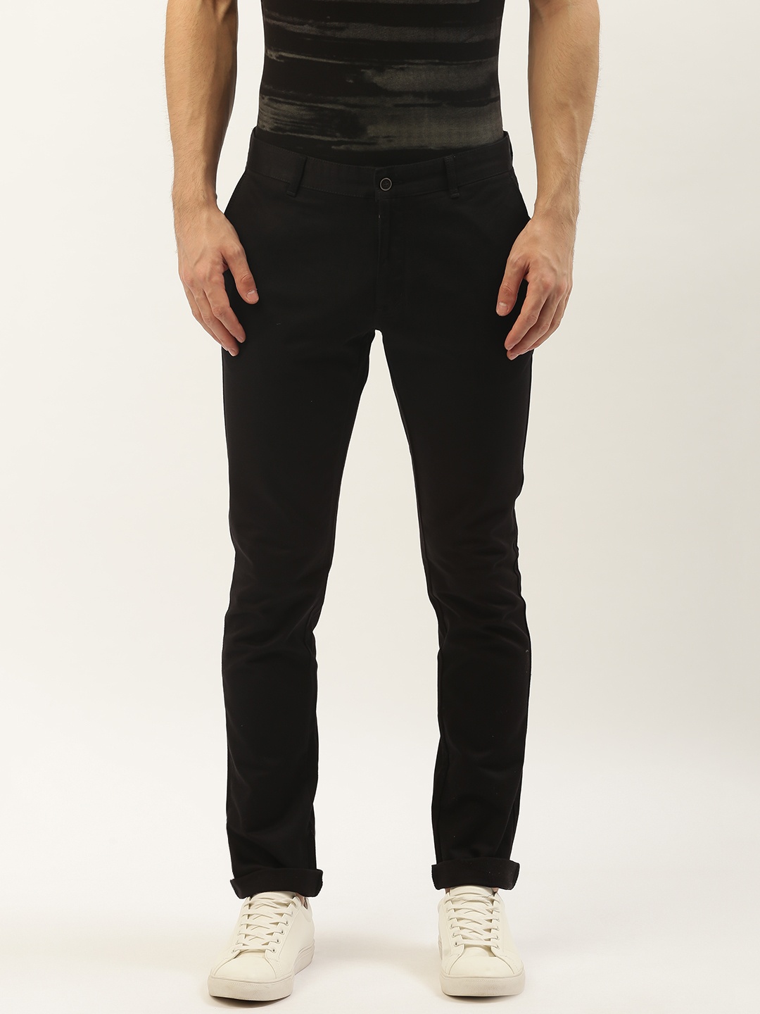 

Blackberrys Men Black B-91 Skinny Fit Solid Regular Trousers