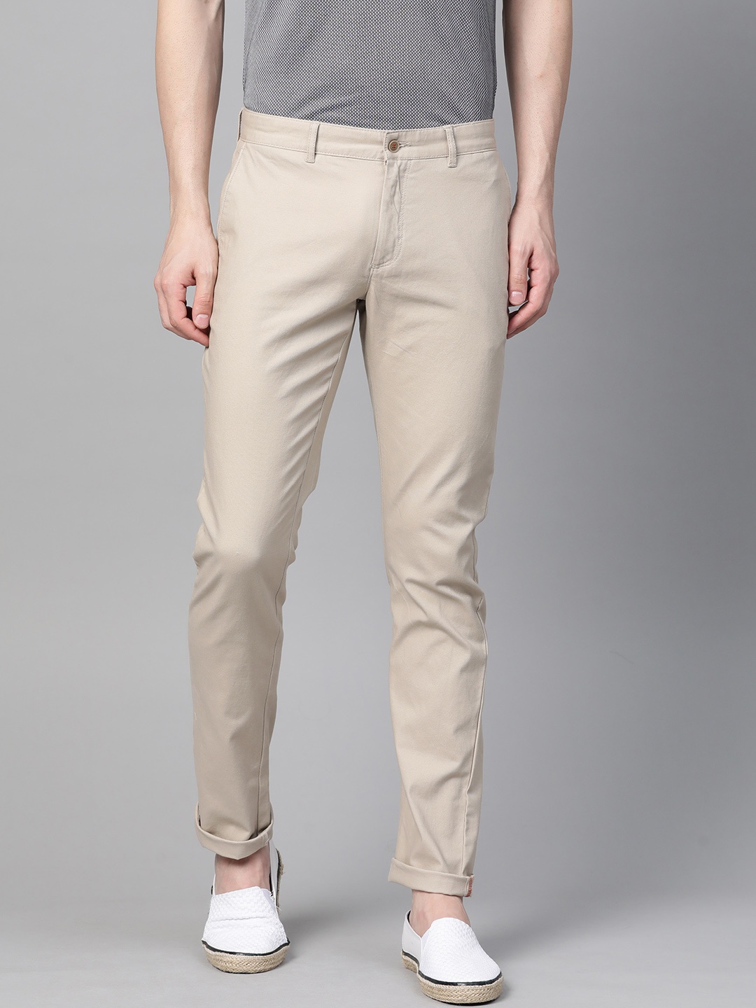 

Blackberrys Men Beige B-95 Slim Fit Solid Trousers