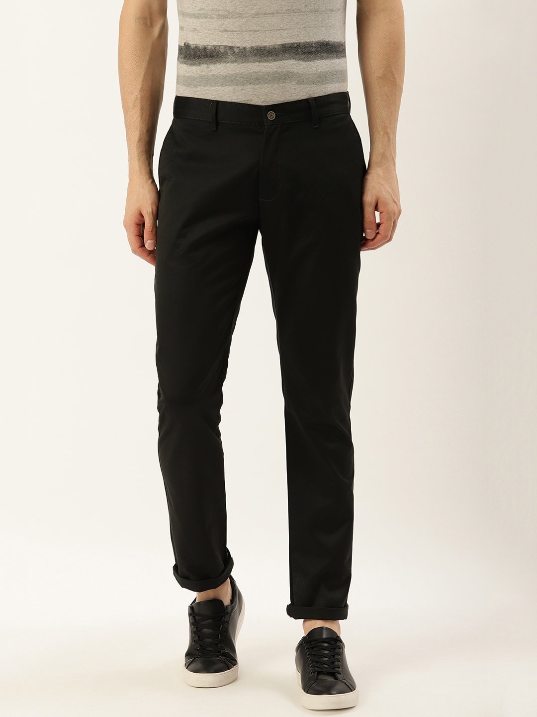

Blackberrys Men Green Sharp B-95 Slim Fit Solid Regular Trousers