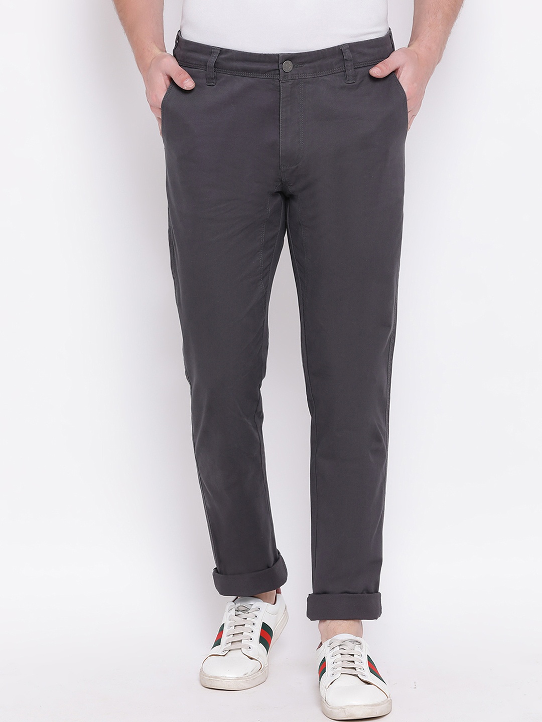 

Bruun & Stengade Men Grey Slim Fit Solid Regular Trousers