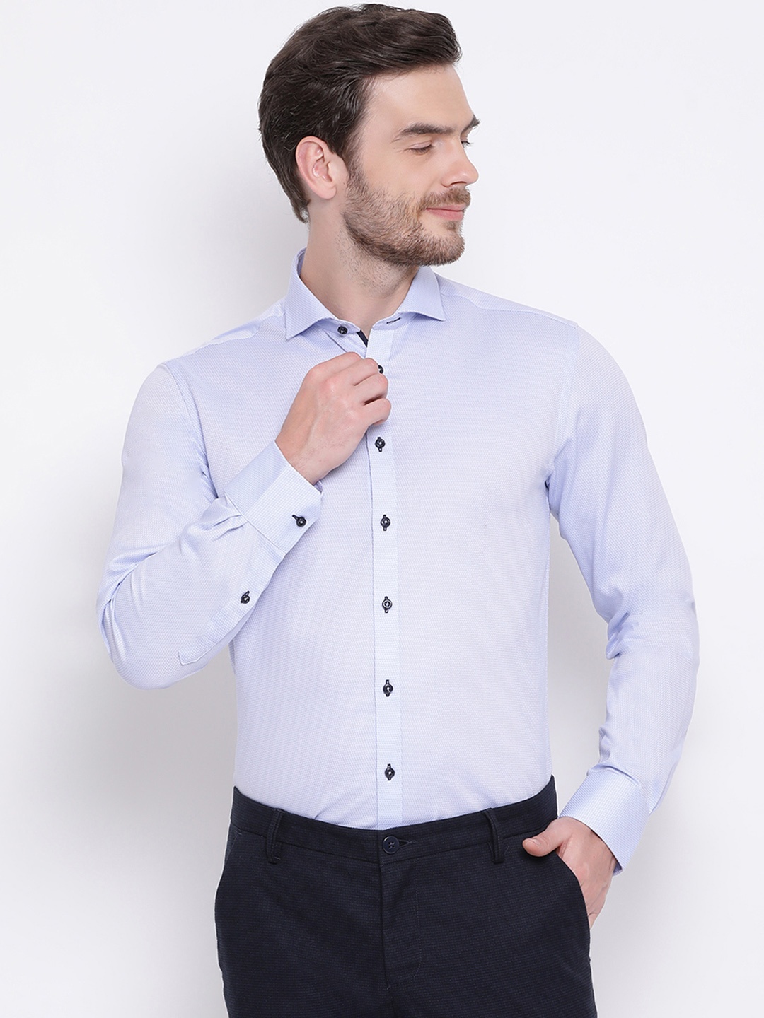 

Bruun & Stengade Men Blue Slim Fit Solid Smart Casual Shirt