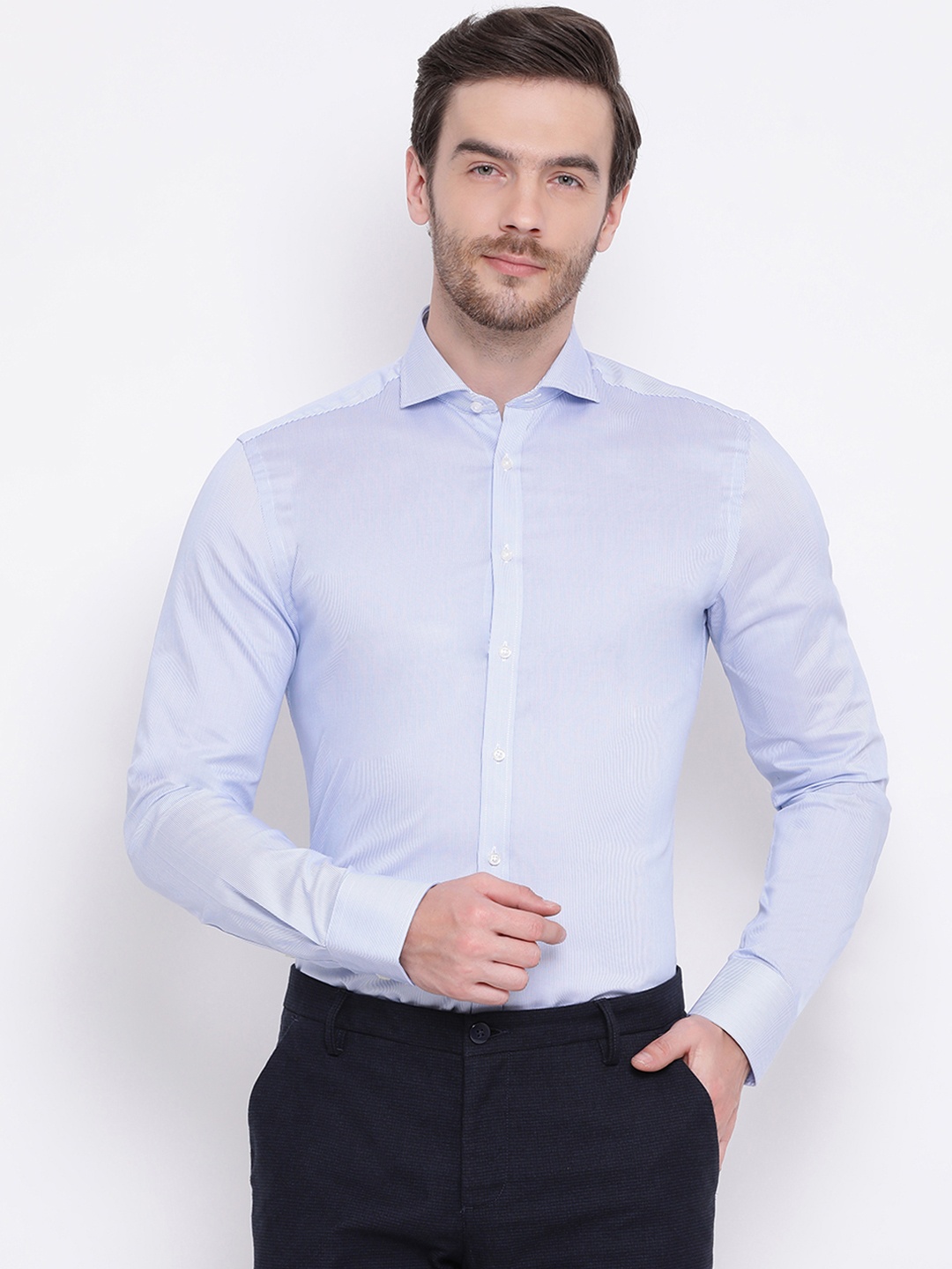 

Bruun & Stengade Men Blue Slim Fit Striped Smart Casual Shirt