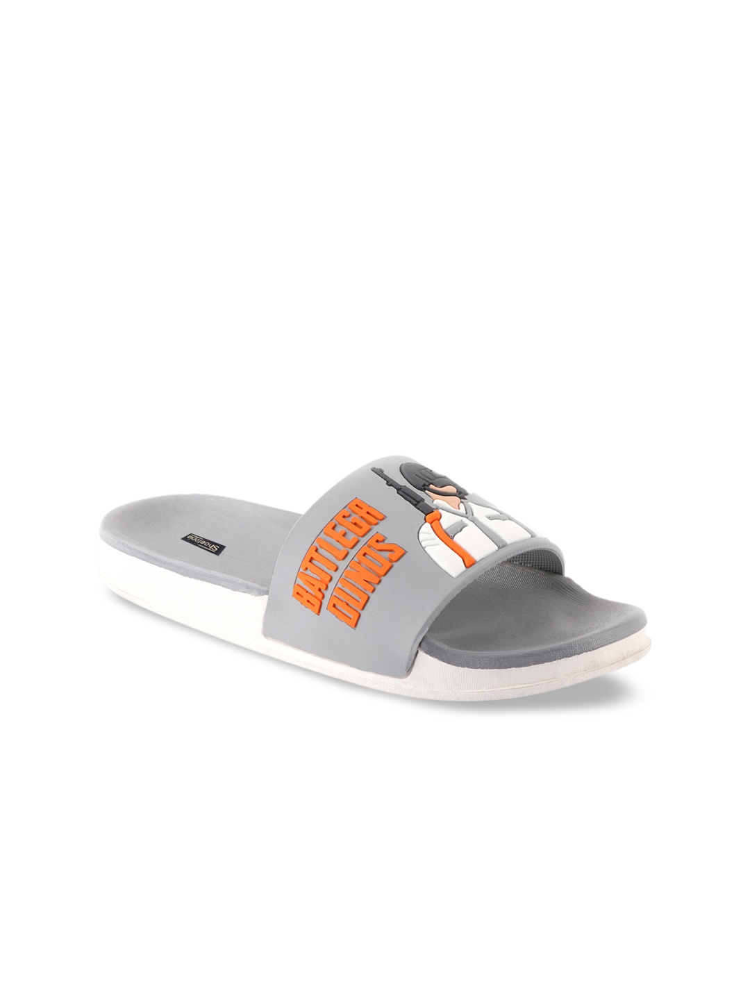 

Shoetopia Girls Grey And White Printed Sliders