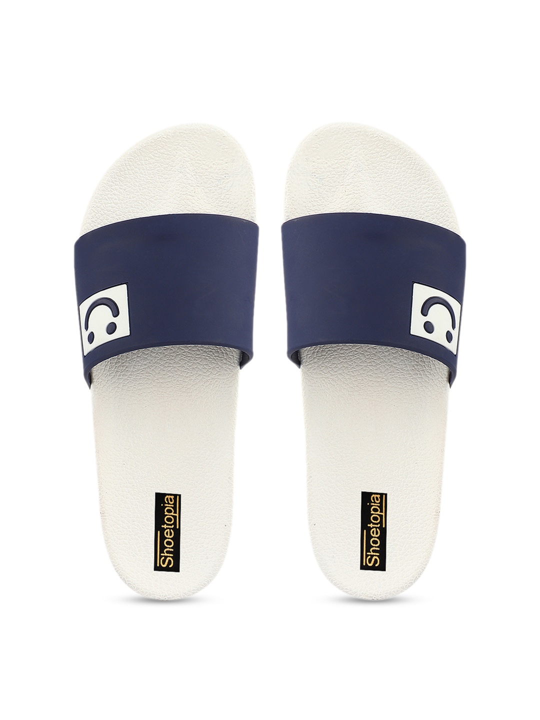 

Shoetopia Girls White and Navy Blue Printed Sliders