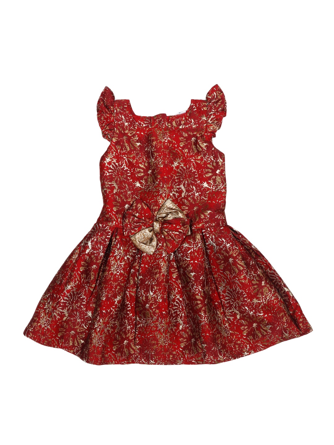 

Doodle Girls Red Self Design Fit and Flare Dress