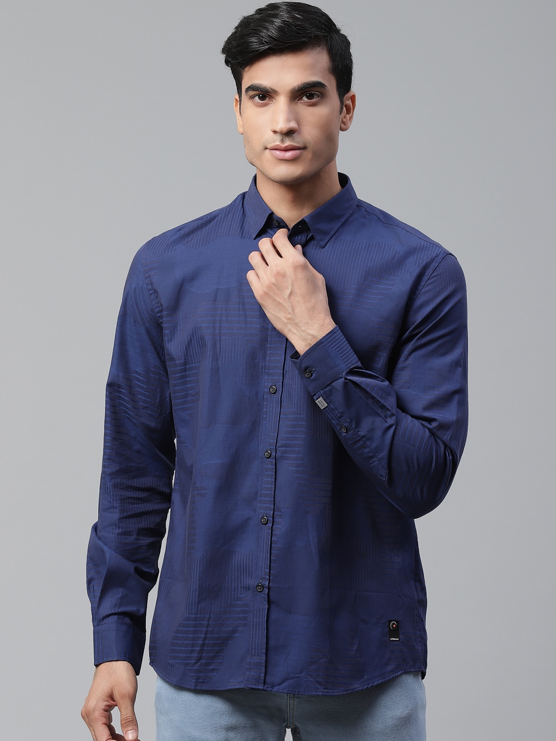 

Blackberrys Men Navy Blue Slim Fit Printed Casual Shirt