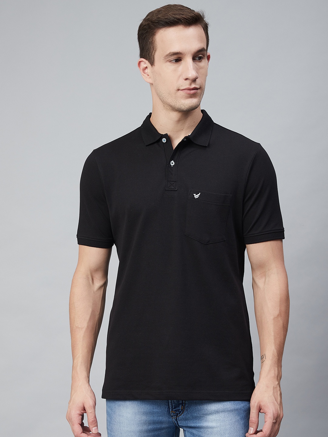 

Blackberrys Men Black Solid Polo Collar T-shirt