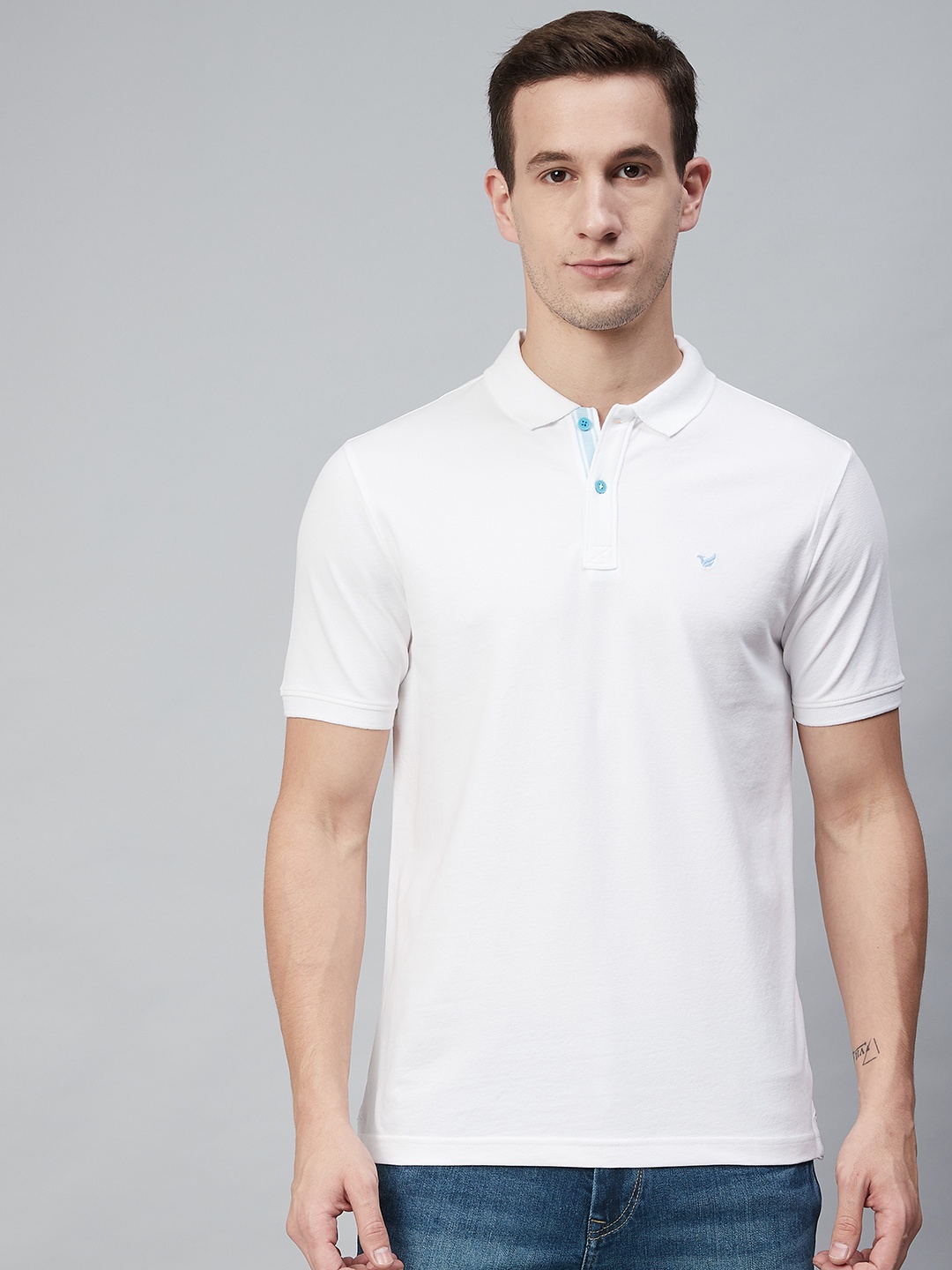 

Blackberrys Men White Solid Polo Collar T-shirt