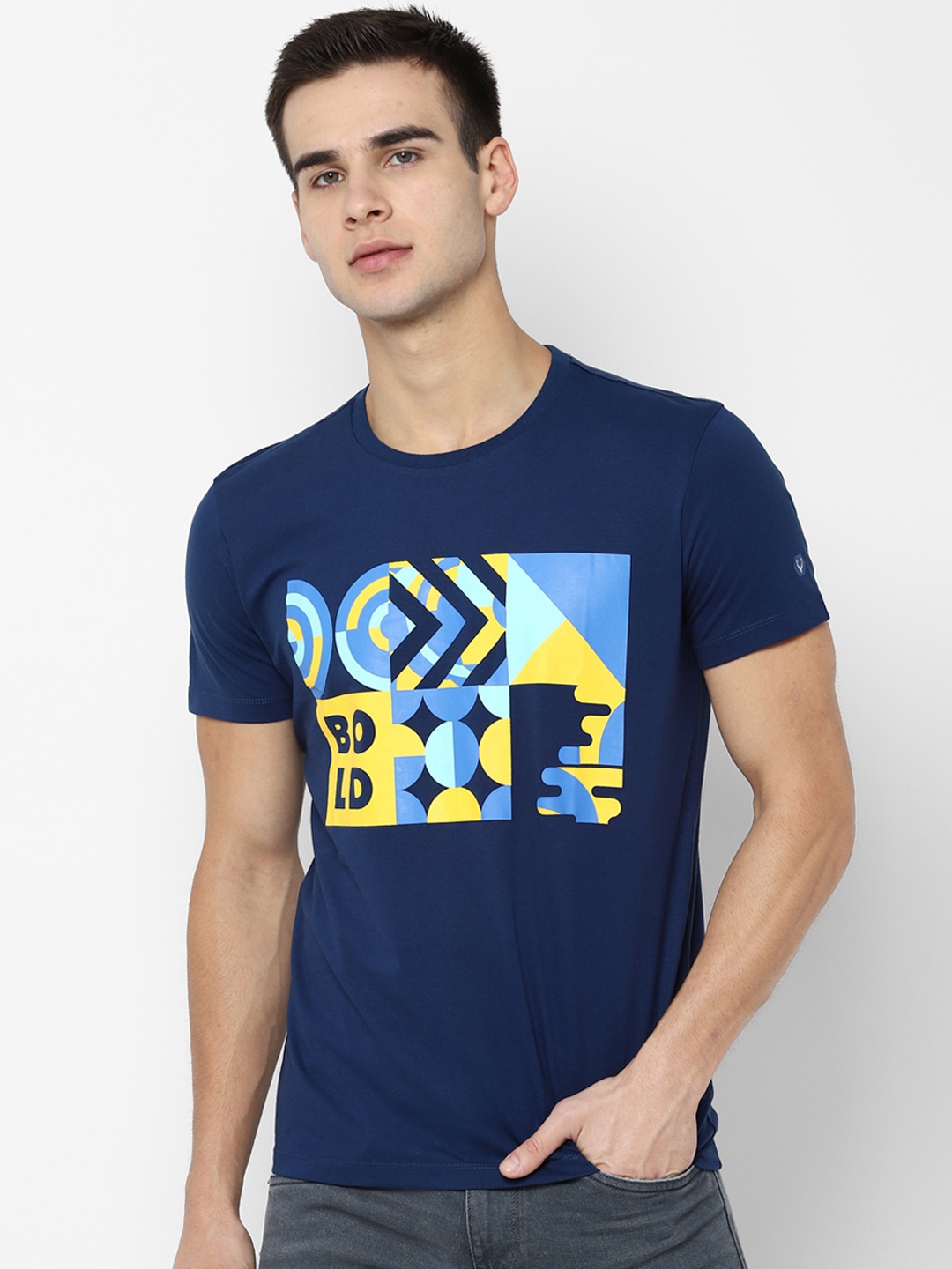 

Allen Solly Sport Men Navy Blue Printed Round Neck T-shirt
