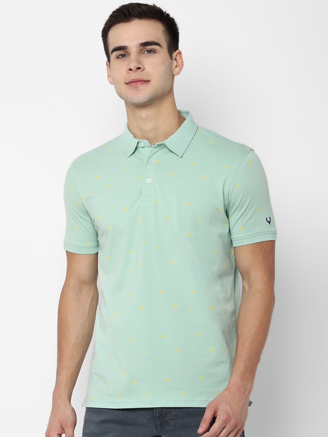 

Allen Solly Sport Men Green Printed Polo Collar T-shirt