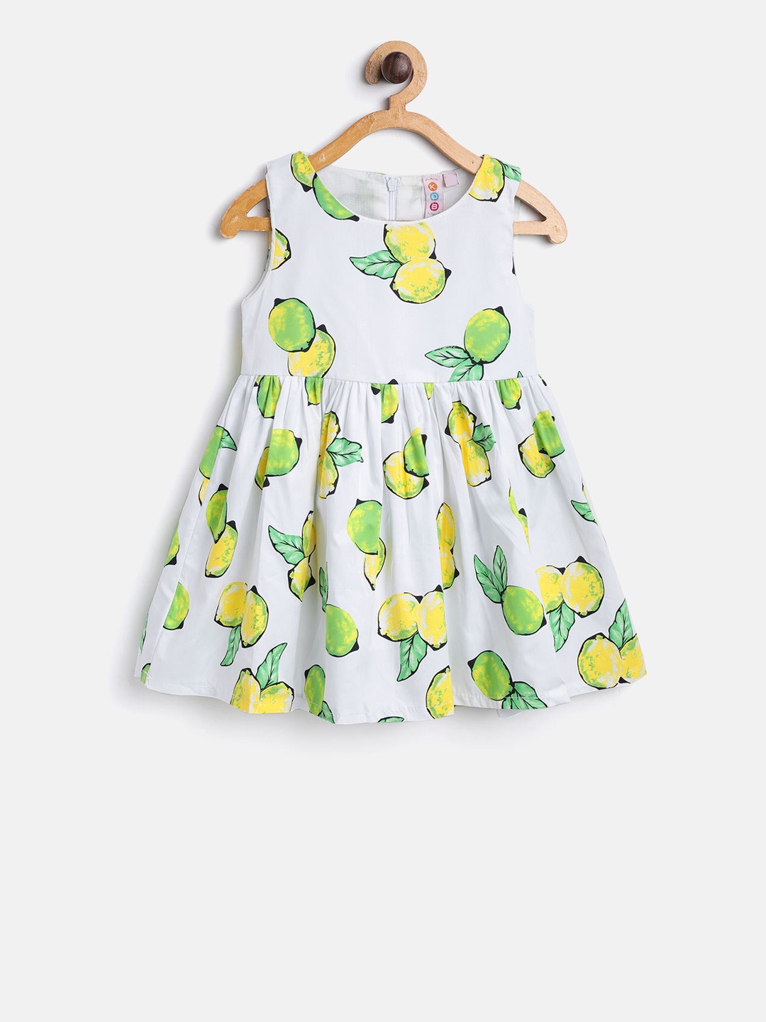 

Kids On Board Infant Girls White & Yellow Printed A-Line Dress
