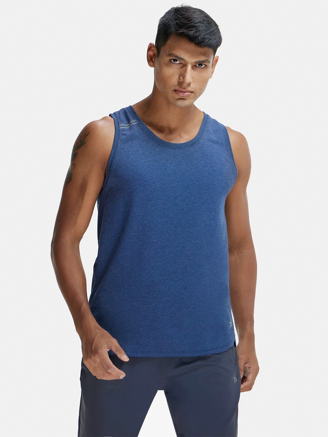 

Super Combed Cotton Blend Solid Performance Tank Top with Breathable Mesh-MV06, Navy blue