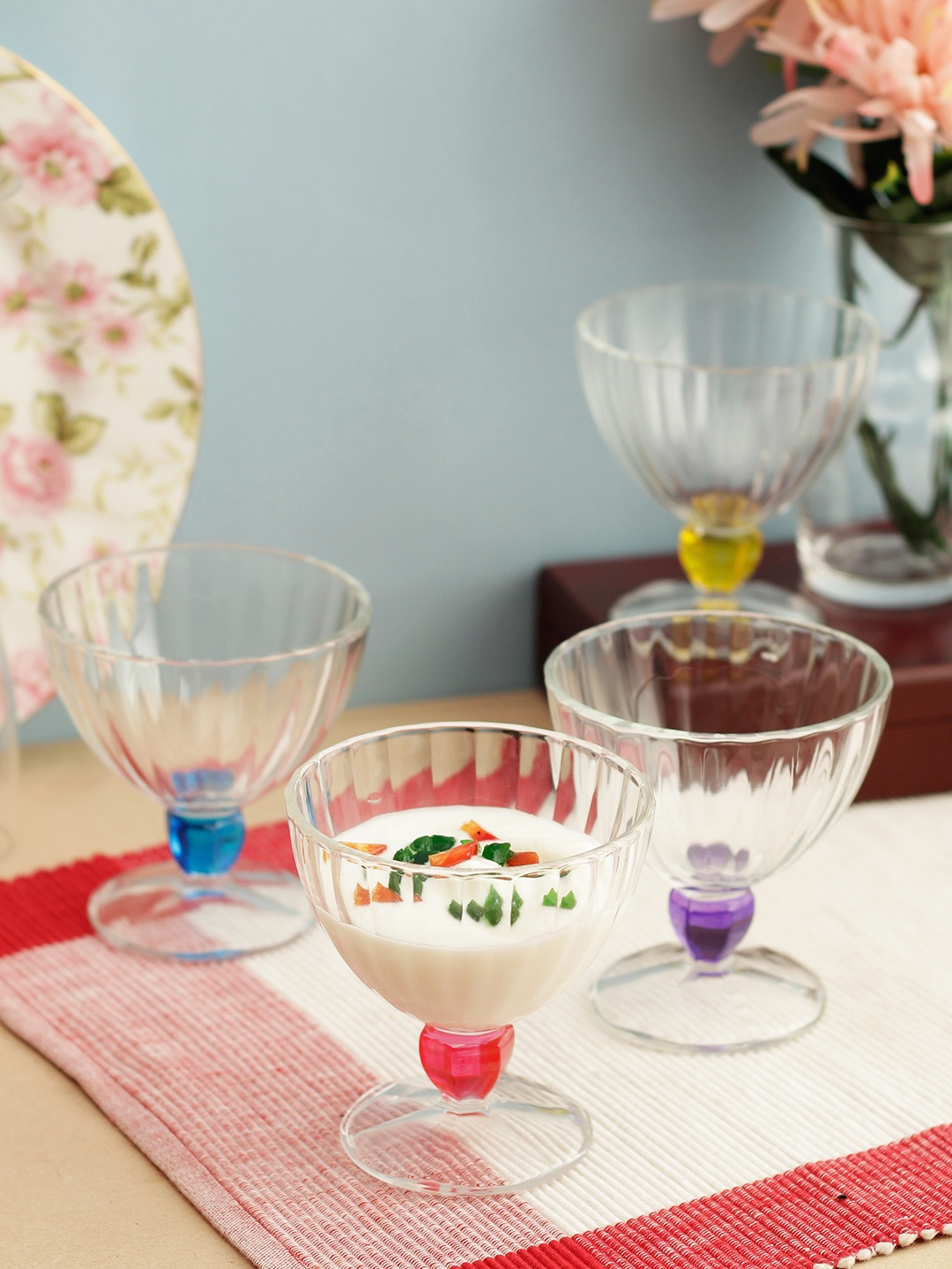 

Luminarc Set Of 6 Transparent Textured Quadro Rainbow Ice-Cream Cups 300 ml each