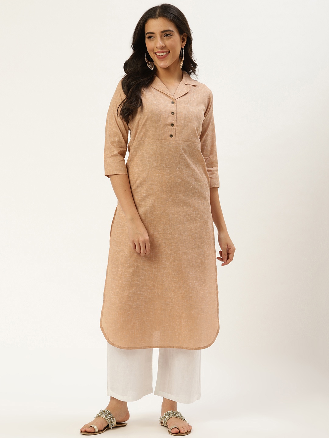 

Nayo Women Beige Solid Pathani Kurta