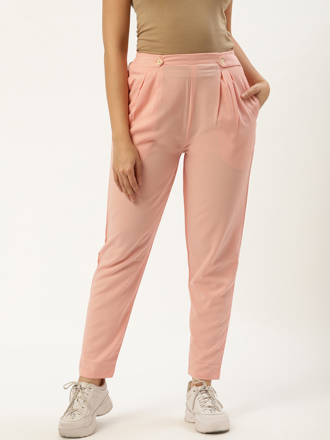 

Nayo Women Pink Solid Regular Trousers