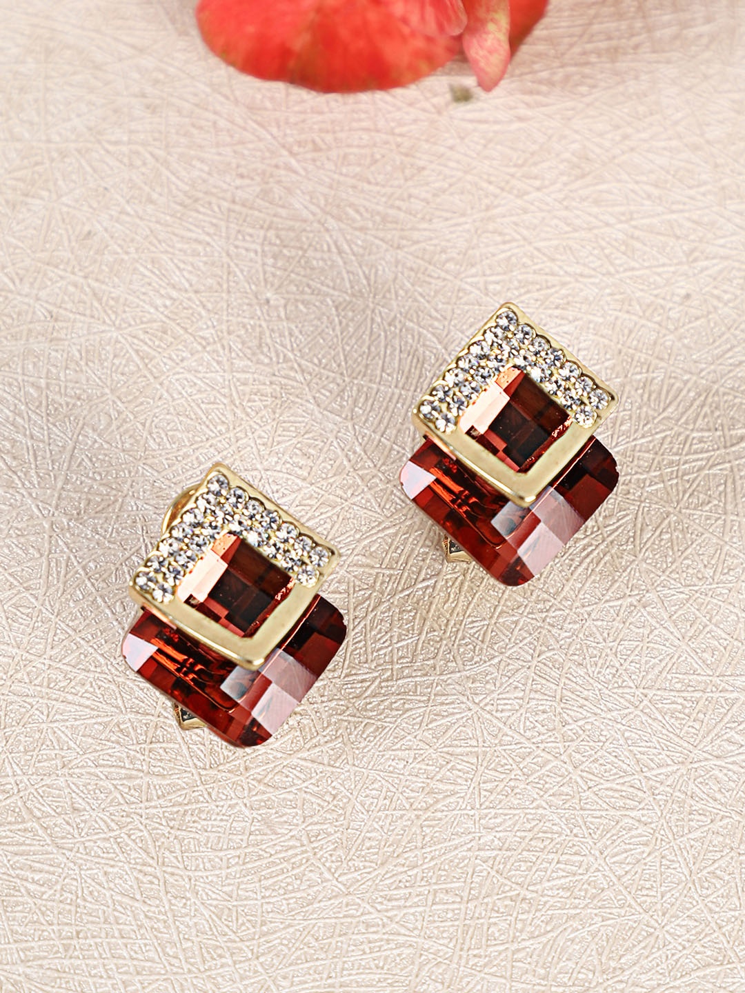 

Shining Diva Fashion Gold Red Contemporary Studs