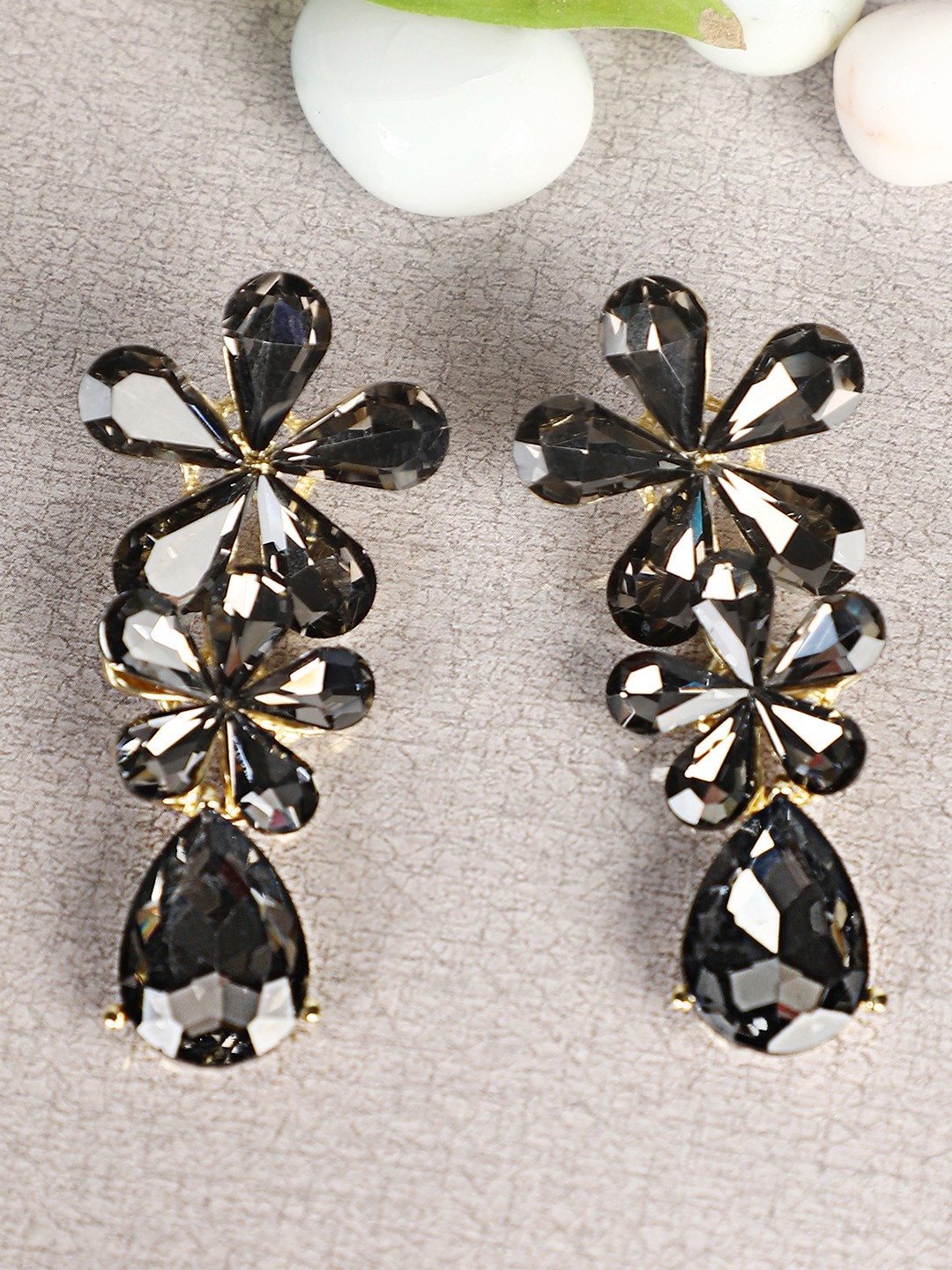 

Shining Diva Fashion Black Gold-Toned Contemporary Drop Earrings