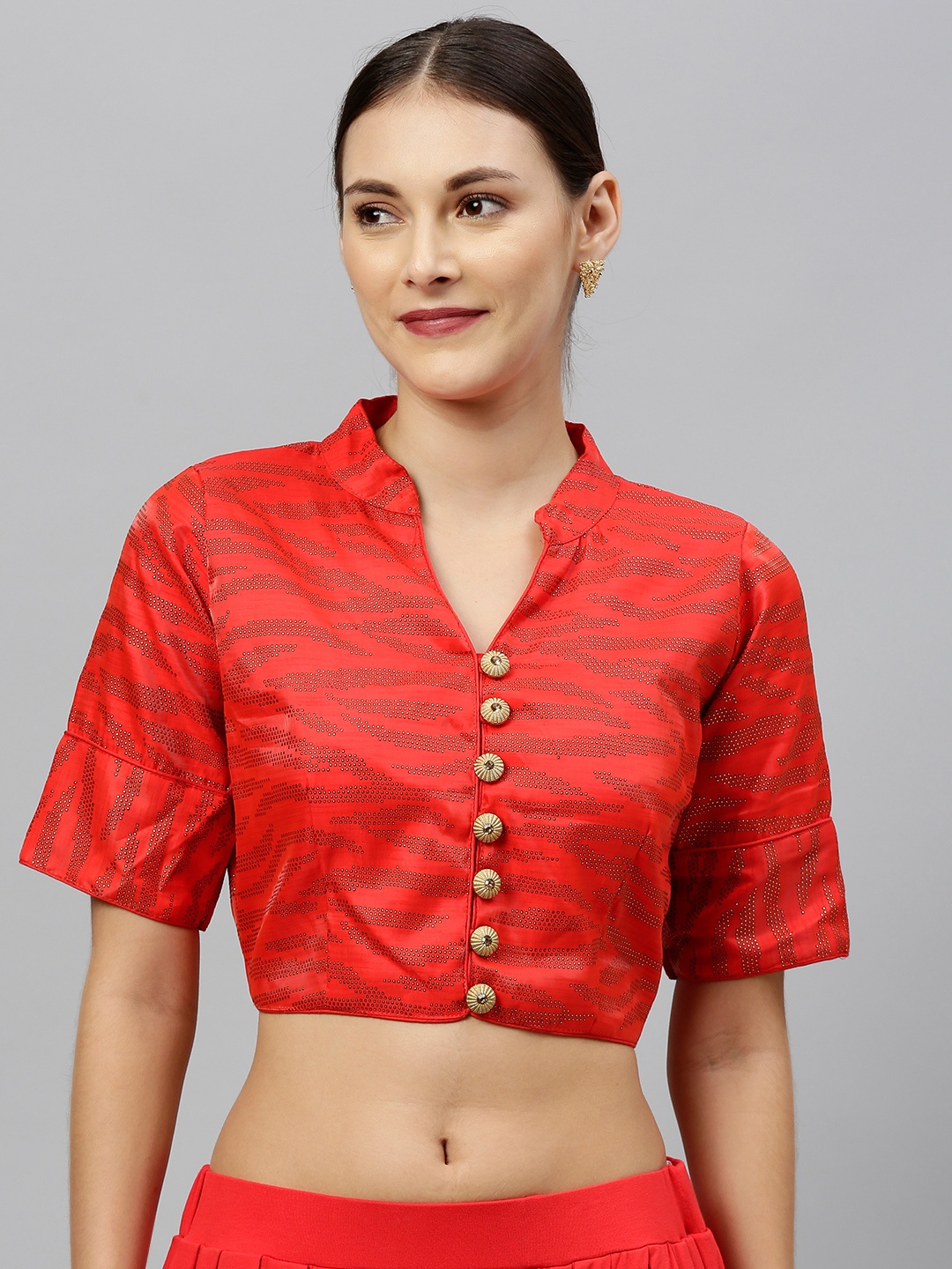

Amrutam Fab Women Red Embellished Saree Blouse