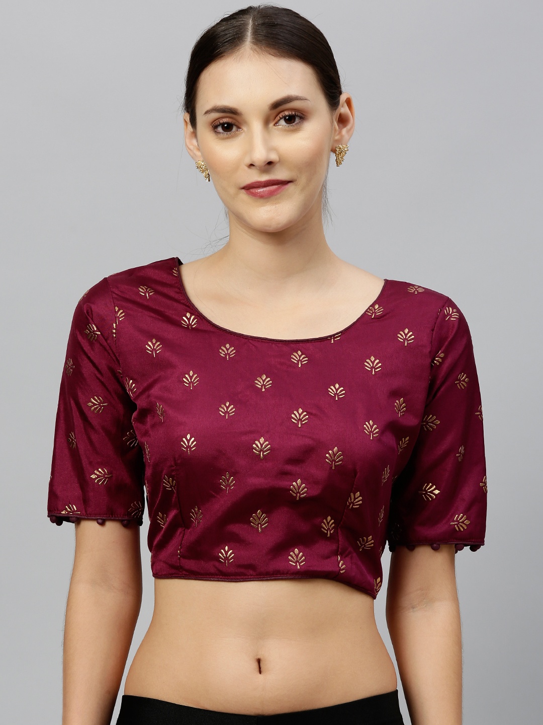 

Amrutam Fab Women Burgundy Embellished Saree Blouse, Purple