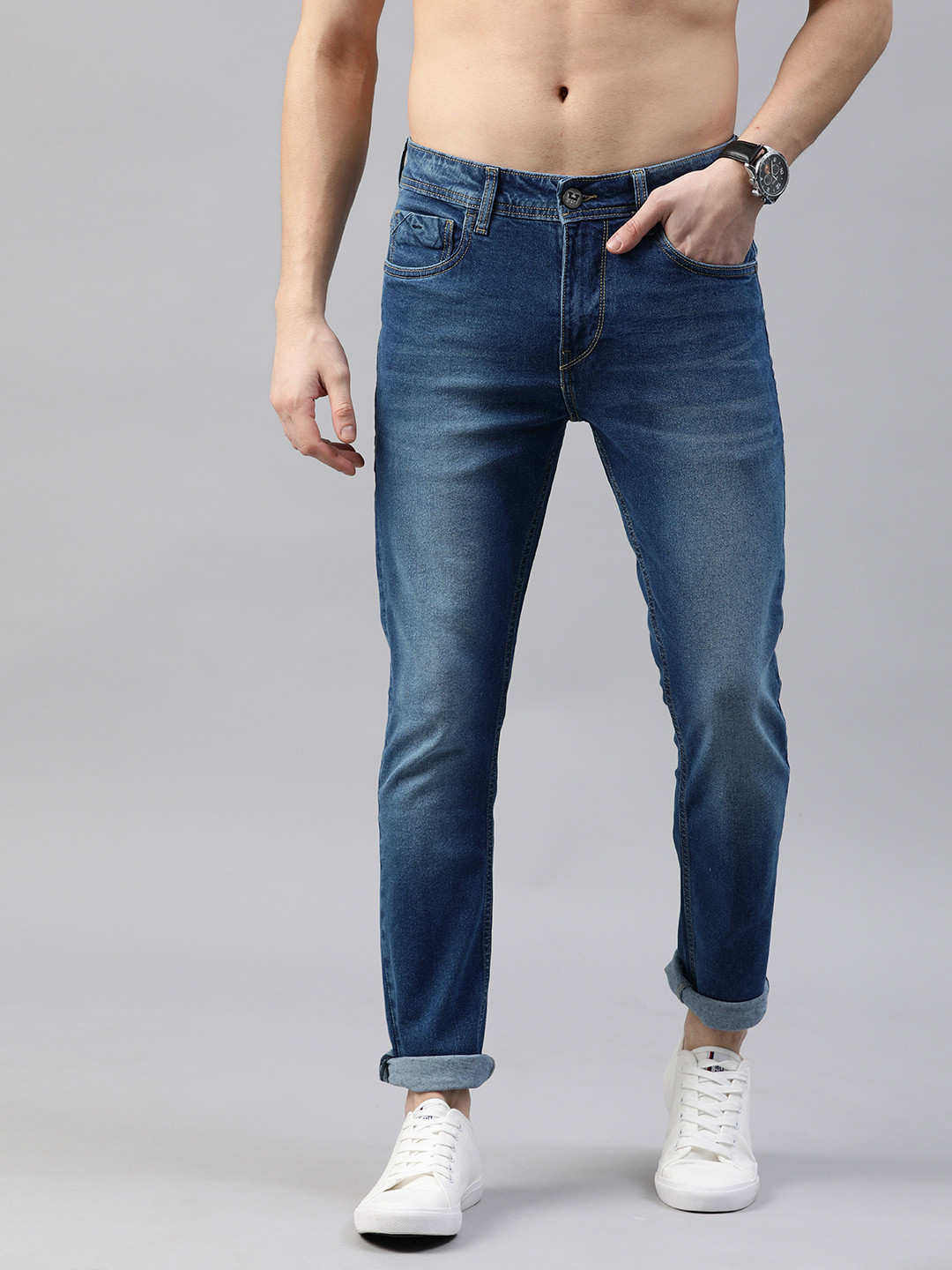 

Harvard Men Blue Skinny Fit Mid-Rise Clean Look Stretchable Jeans